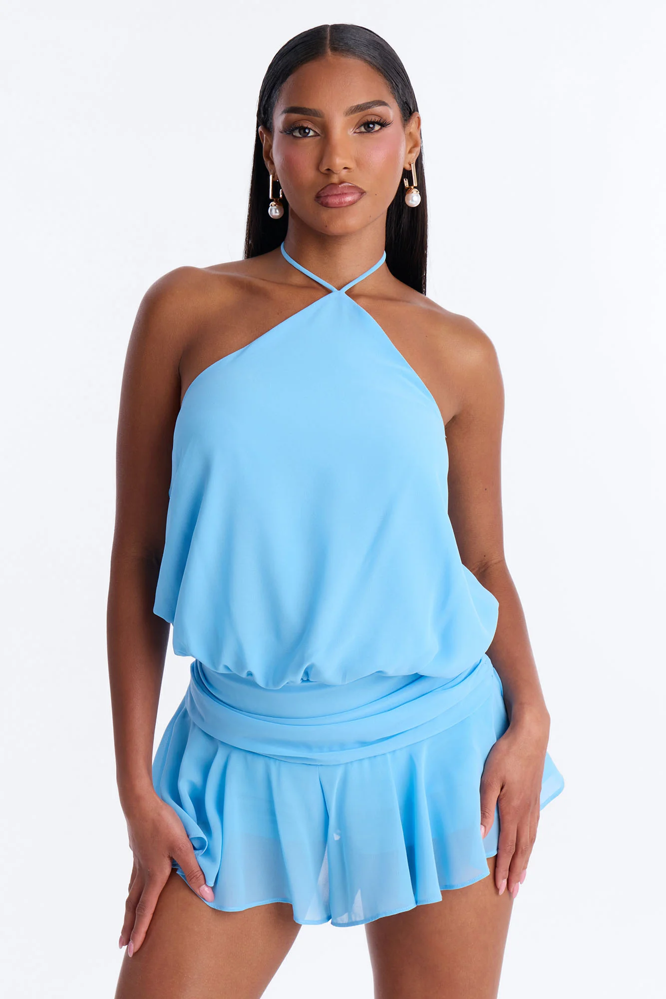Dream Girl Chiffon Romper - Blue - Image 2