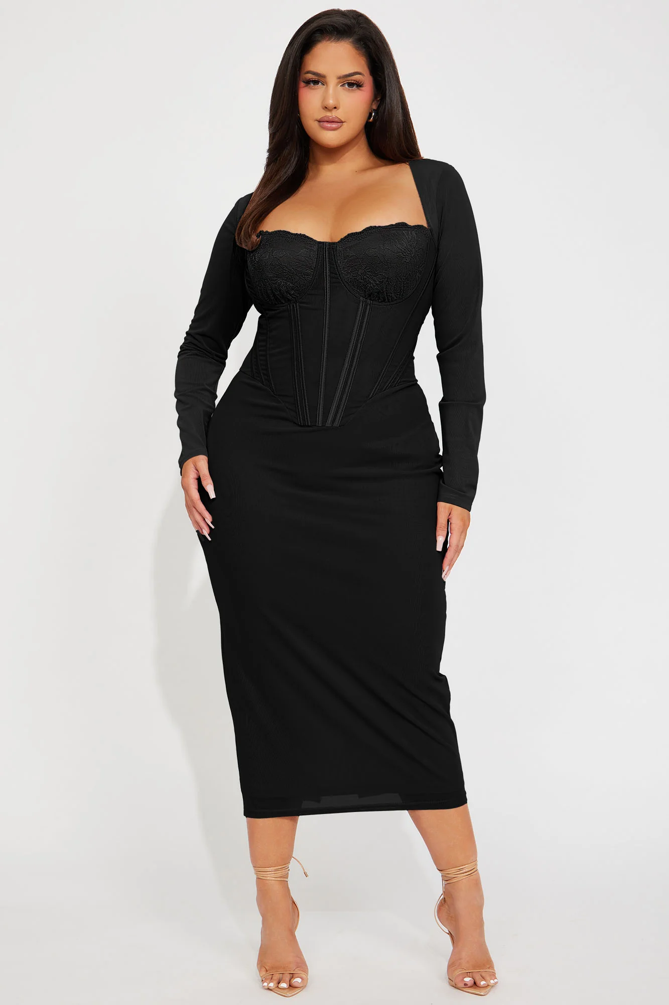 Dream Girl Mesh Midi Dress - Black - Image 4