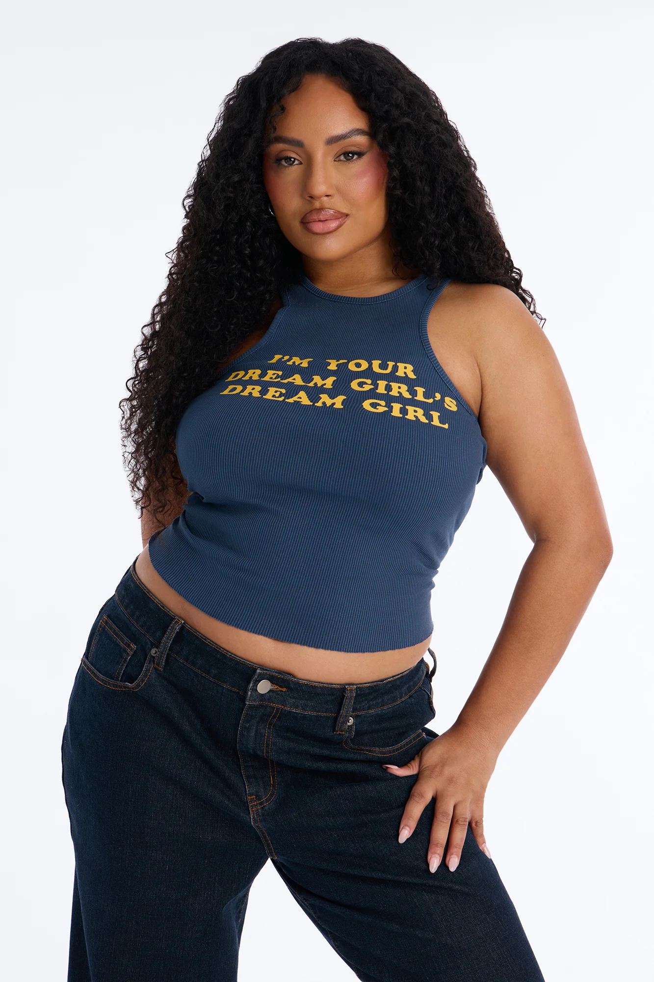 Dream Girl Ribbed Tank - Navy - Image 5