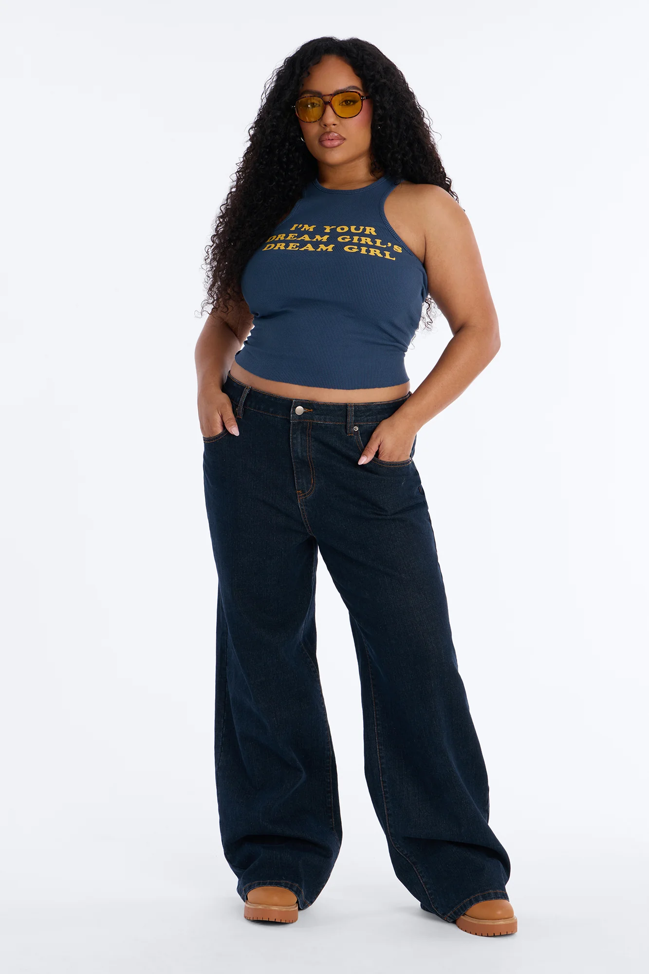 Dream Girl Ribbed Tank - Navy - Image 6