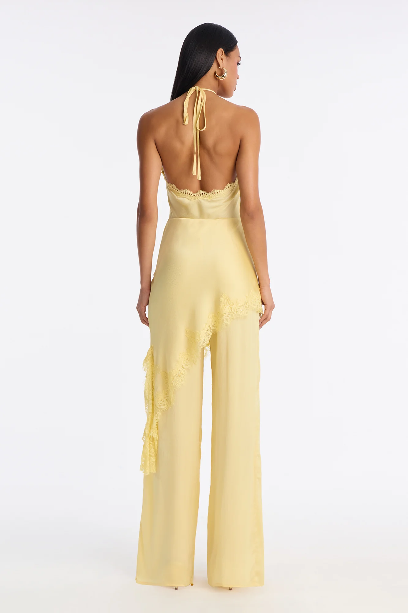 Dream In Lace Wide Leg Jumpsuit - Yellow - Image 4