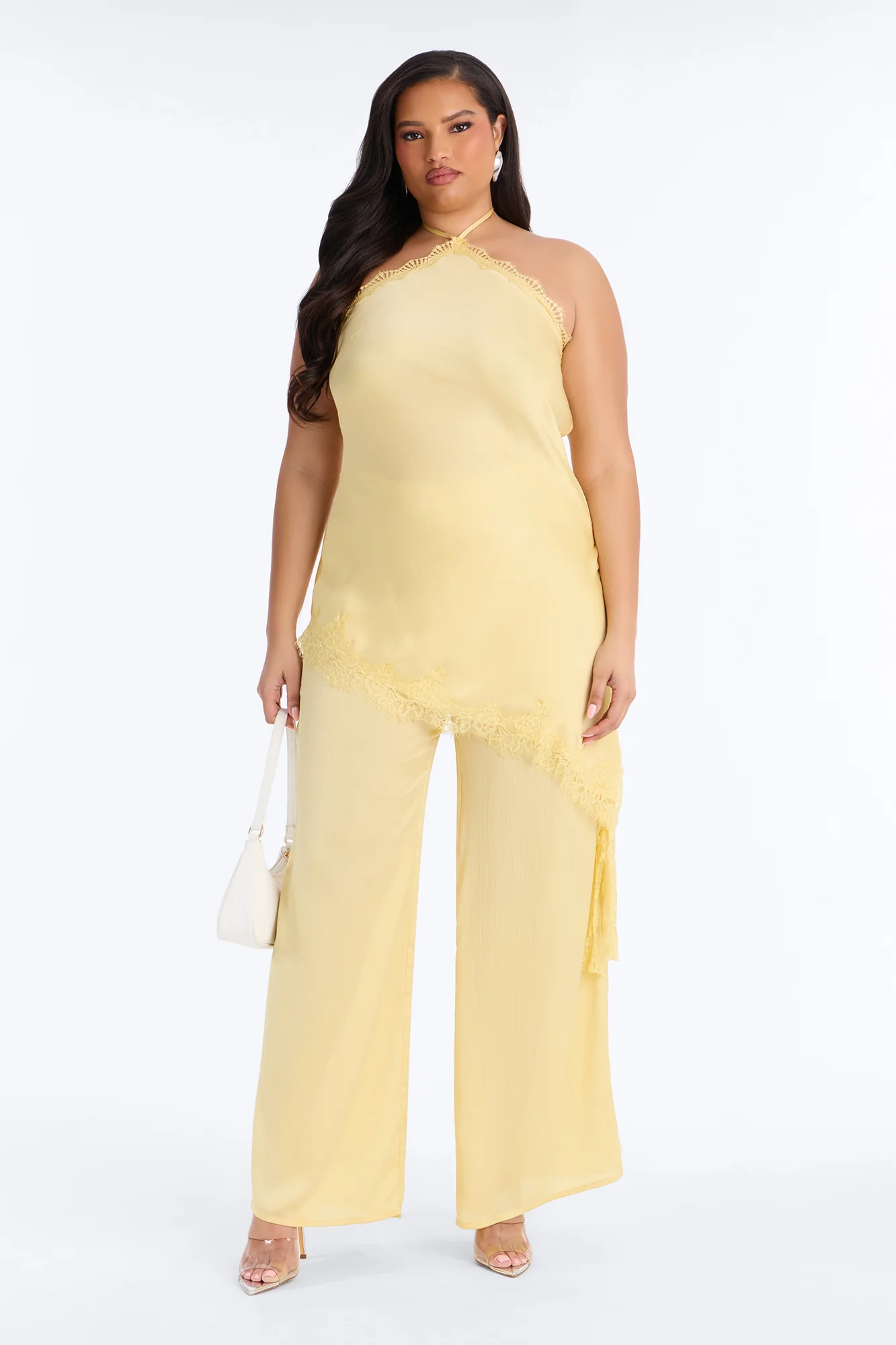 Dream In Lace Wide Leg Jumpsuit - Yellow - Image 5