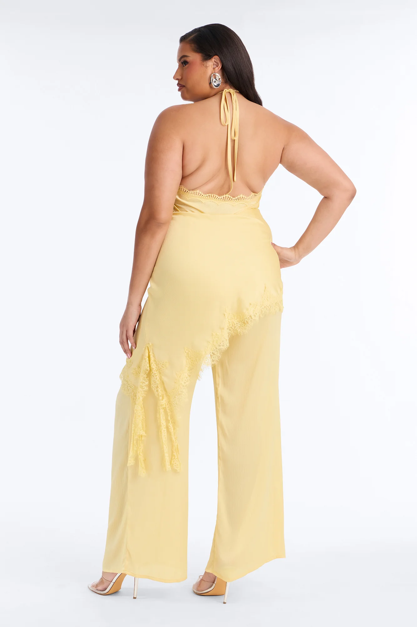 Dream In Lace Wide Leg Jumpsuit - Yellow - Image 8