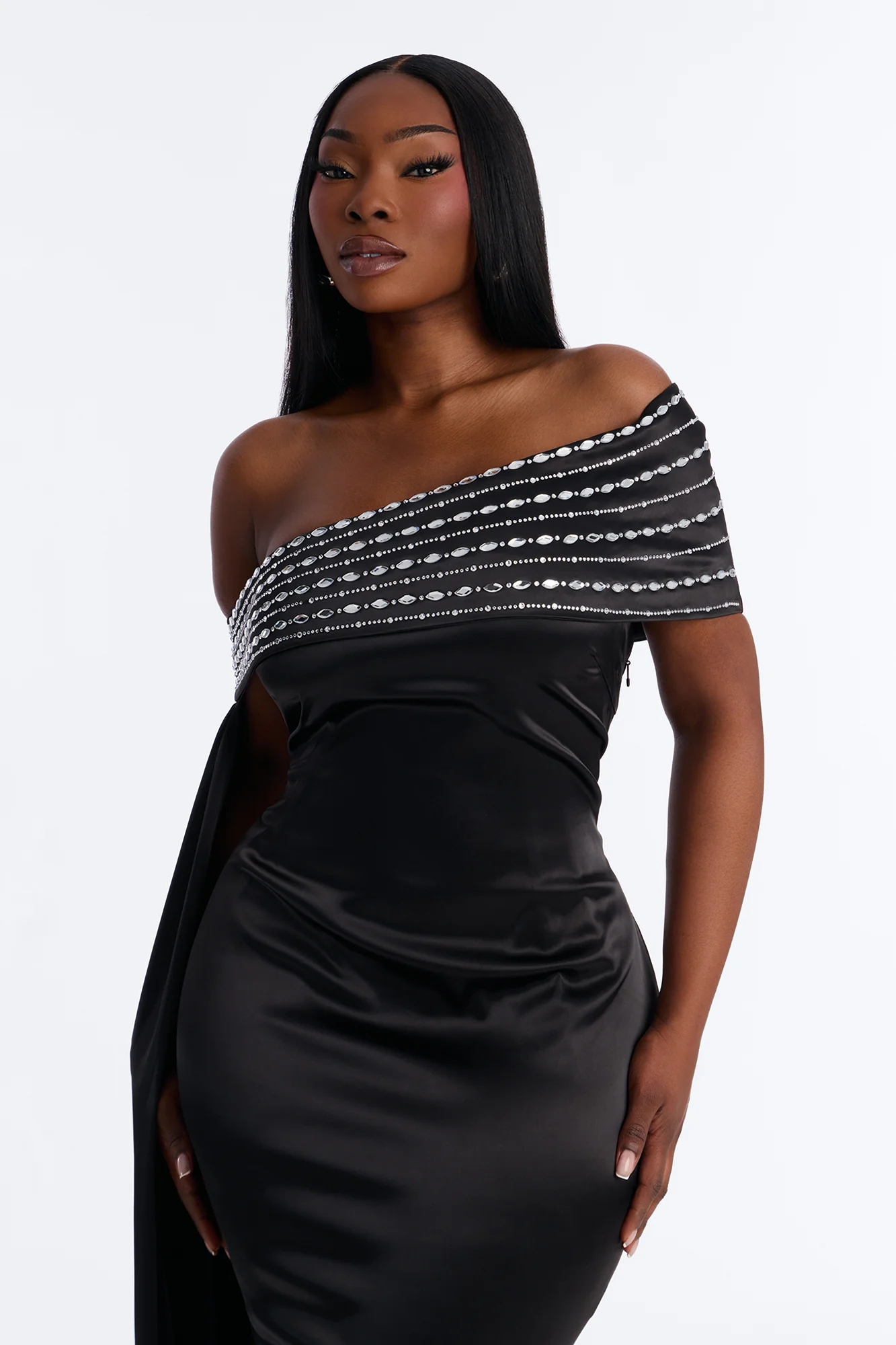 Dream Moment Satin Maxi Gown - Black - Image 6