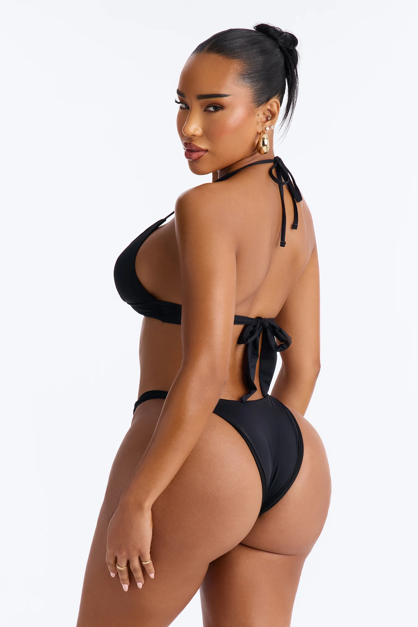 Dream Of Me 2 Piece Triangle Bikini Set - Black - Image 3