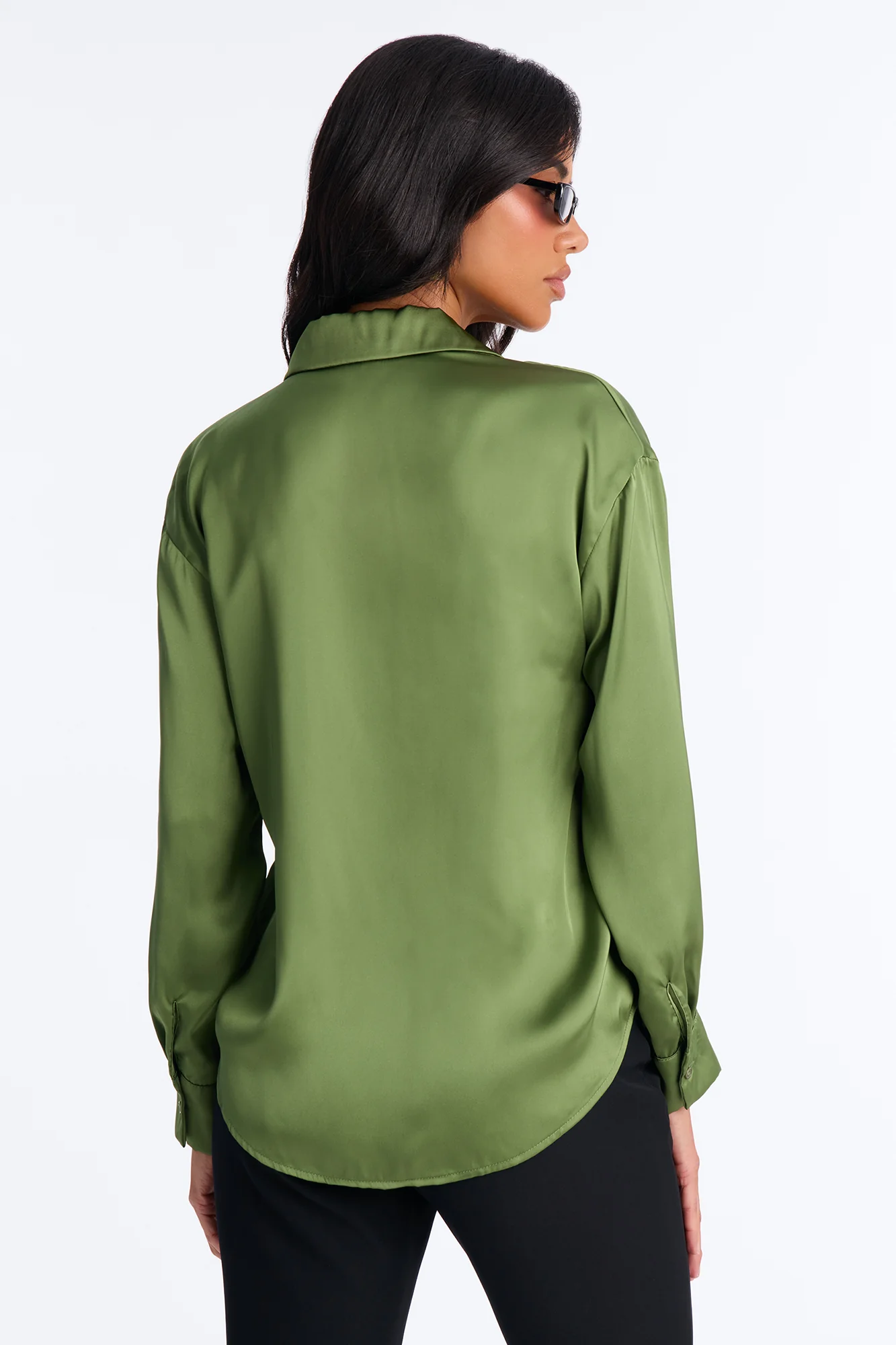 Dreams And Delight Satin Shirt - Green - Image 4