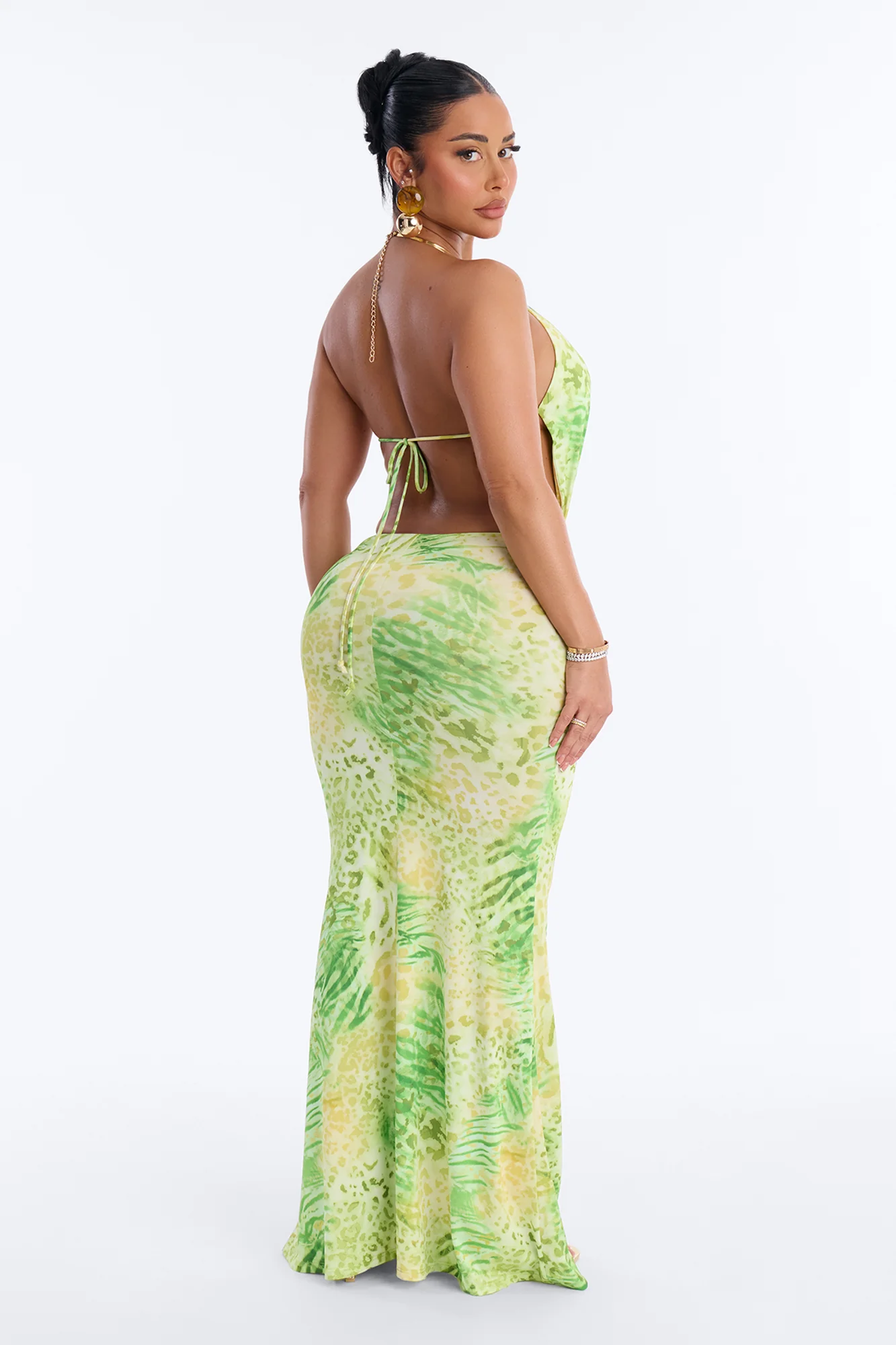 Dress To Impress Backless Maxi Dress - Lime - Image 4