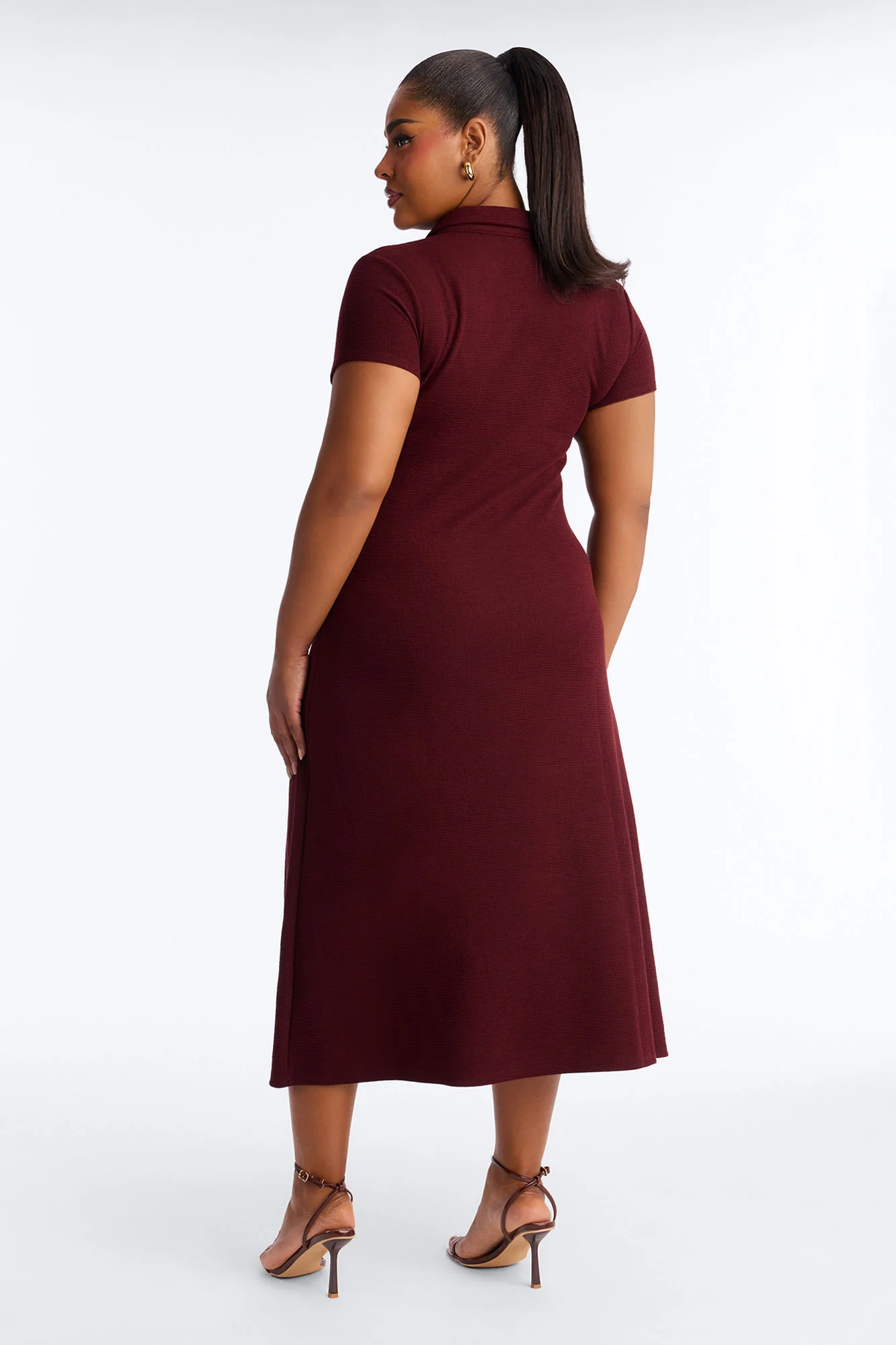 Drew Collar Sweater Midi Dress - Burgundy - Image 8