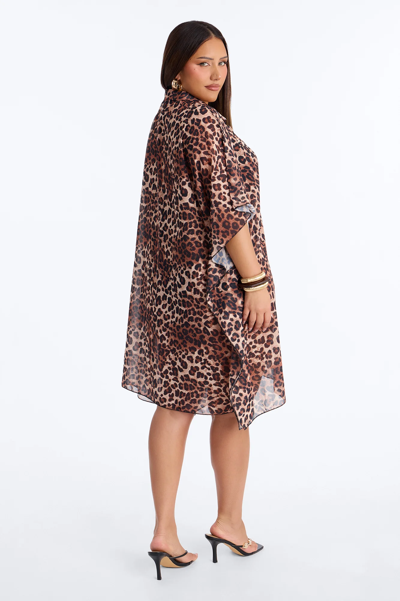 Drew Leopard Cover Up Collared Kimono - Leopard - Image 7
