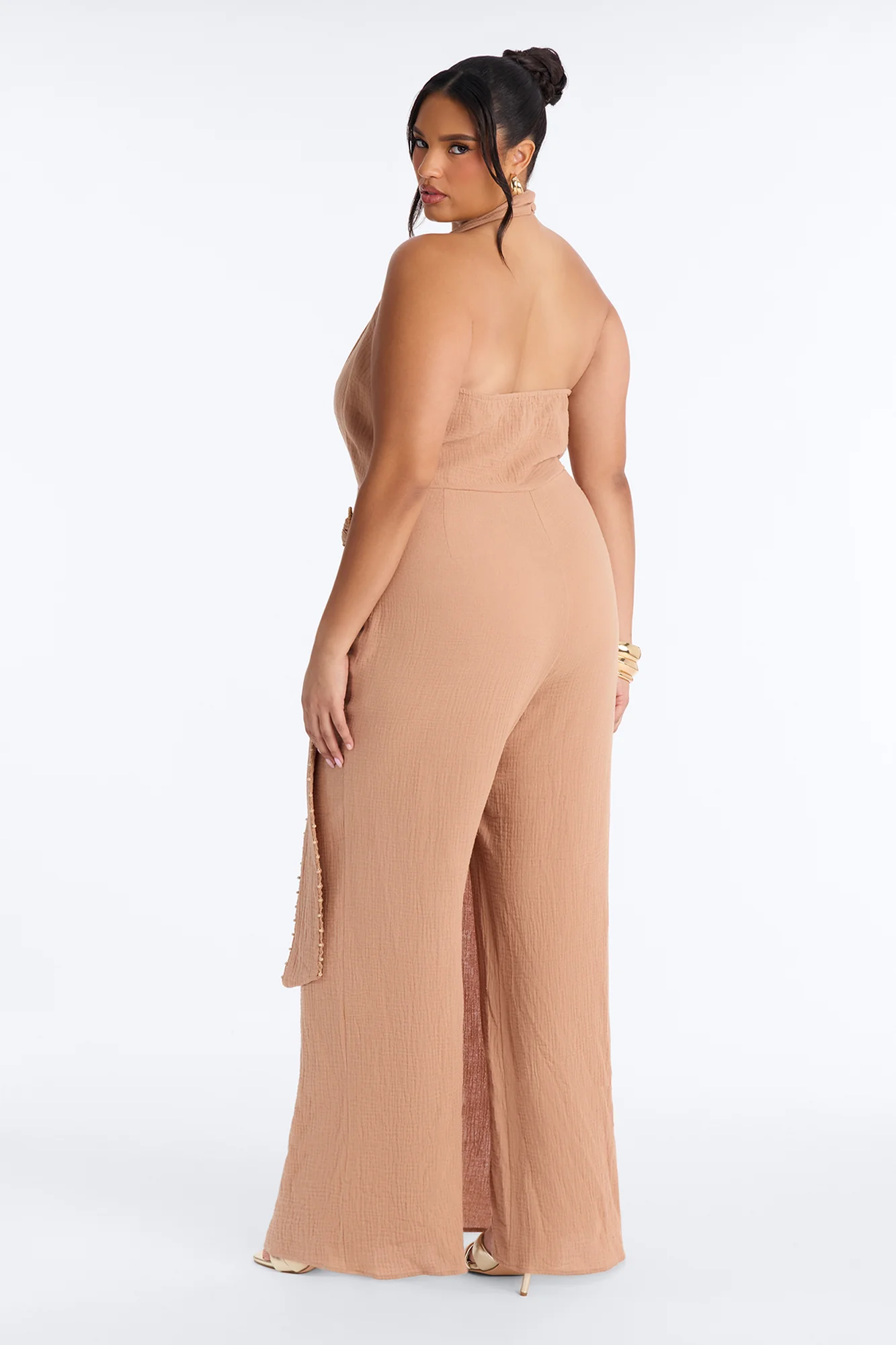 Drift With Me Halter Airflow Jumpsuit - Tan - Image 8