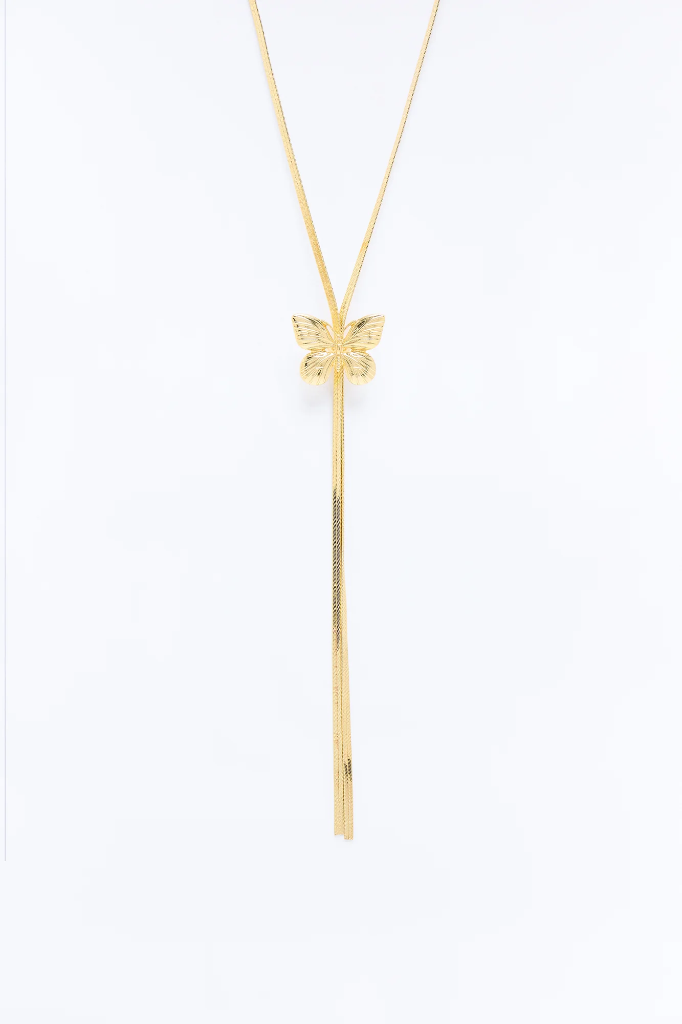 Drifting Butterfly Lariat Necklace - Gold