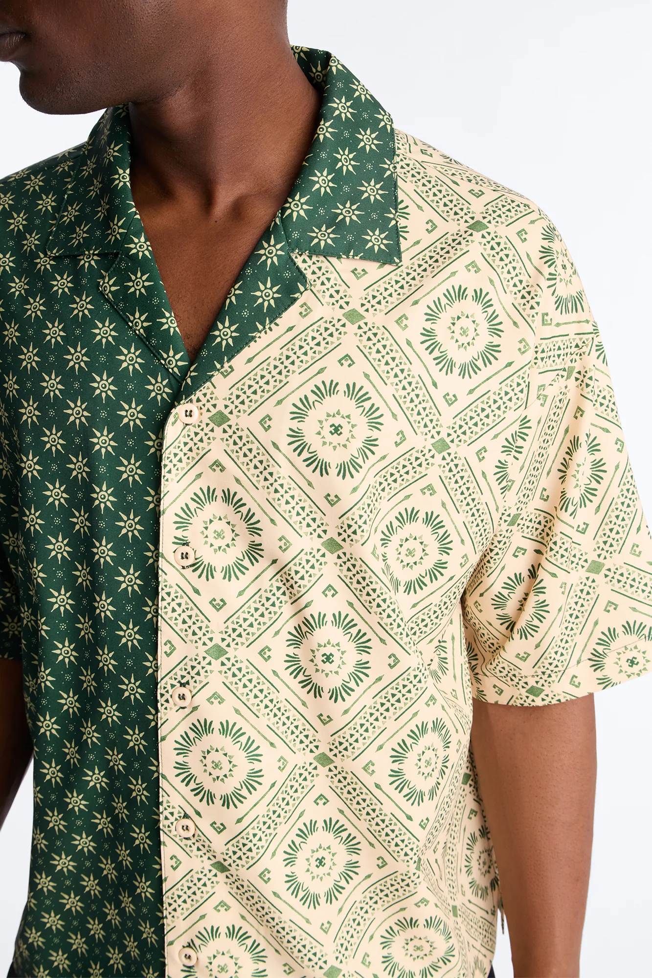 Driftwood Cuban Collar Button Up Shirt - Green - Image 4