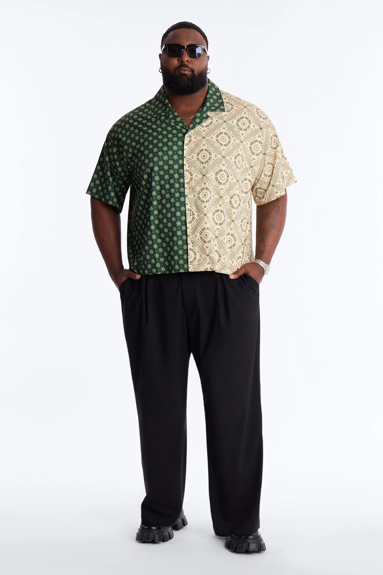 Driftwood Cuban Collar Button Up Shirt - Green - Image 7