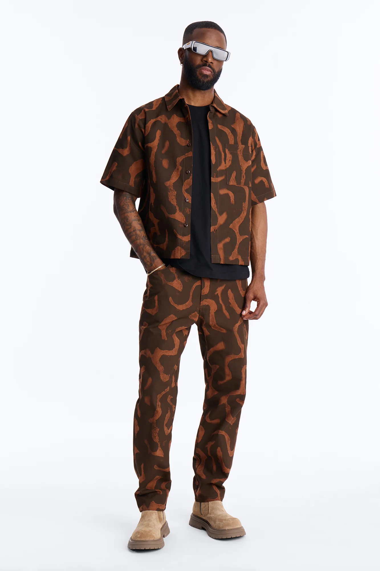 Drizzled Button Up Shirt - Rust - Image 2