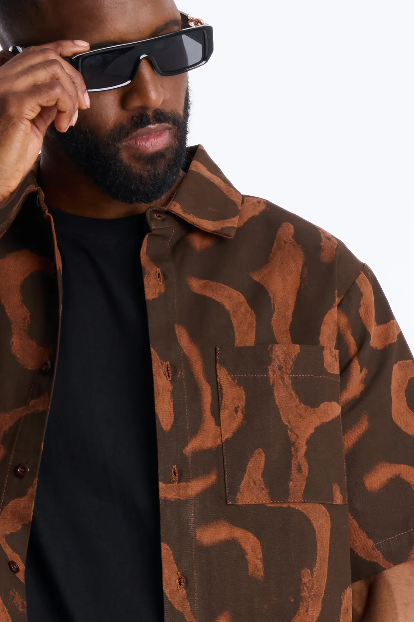 Drizzled Button Up Shirt - Rust - Image 3