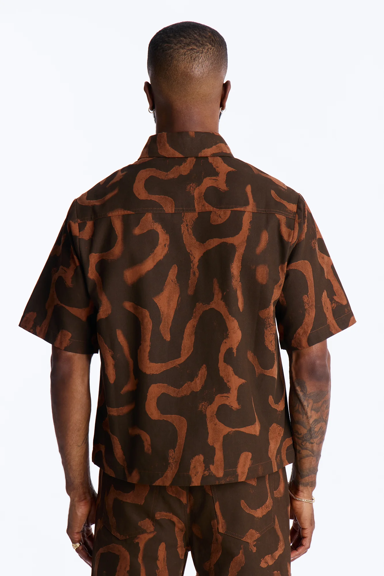 Drizzled Button Up Shirt - Rust - Image 4