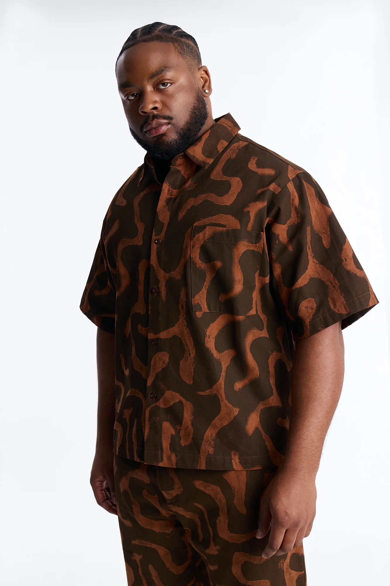 Drizzled Button Up Shirt - Rust - Image 5