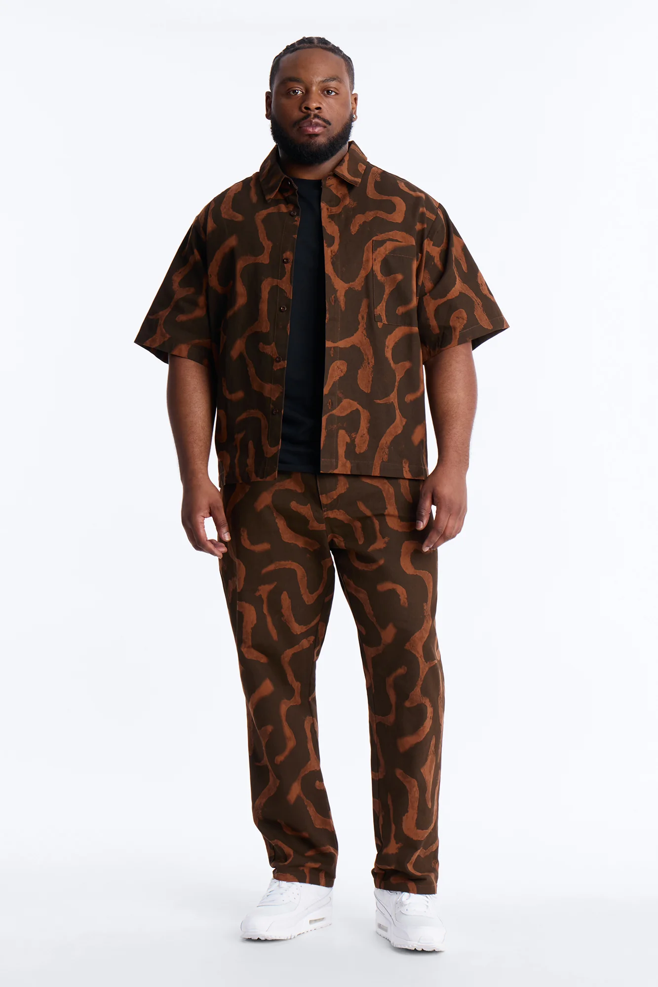 Drizzled Button Up Shirt - Rust - Image 6