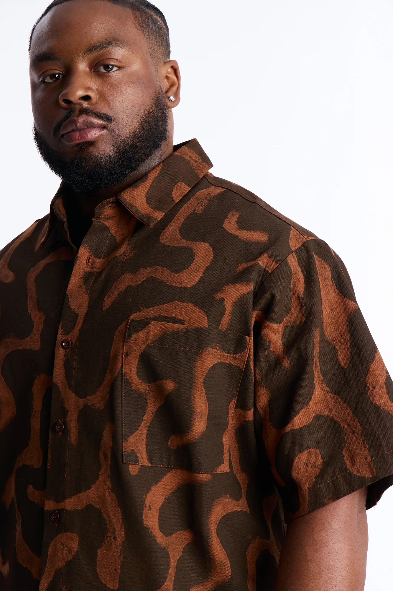 Drizzled Button Up Shirt - Rust - Image 7