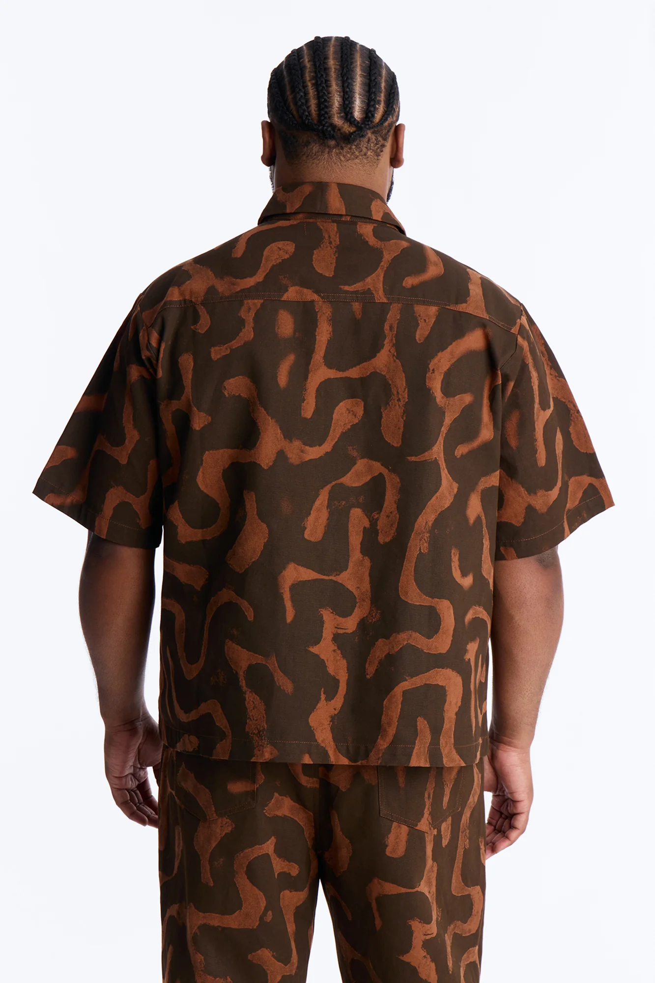 Drizzled Button Up Shirt - Rust - Image 8