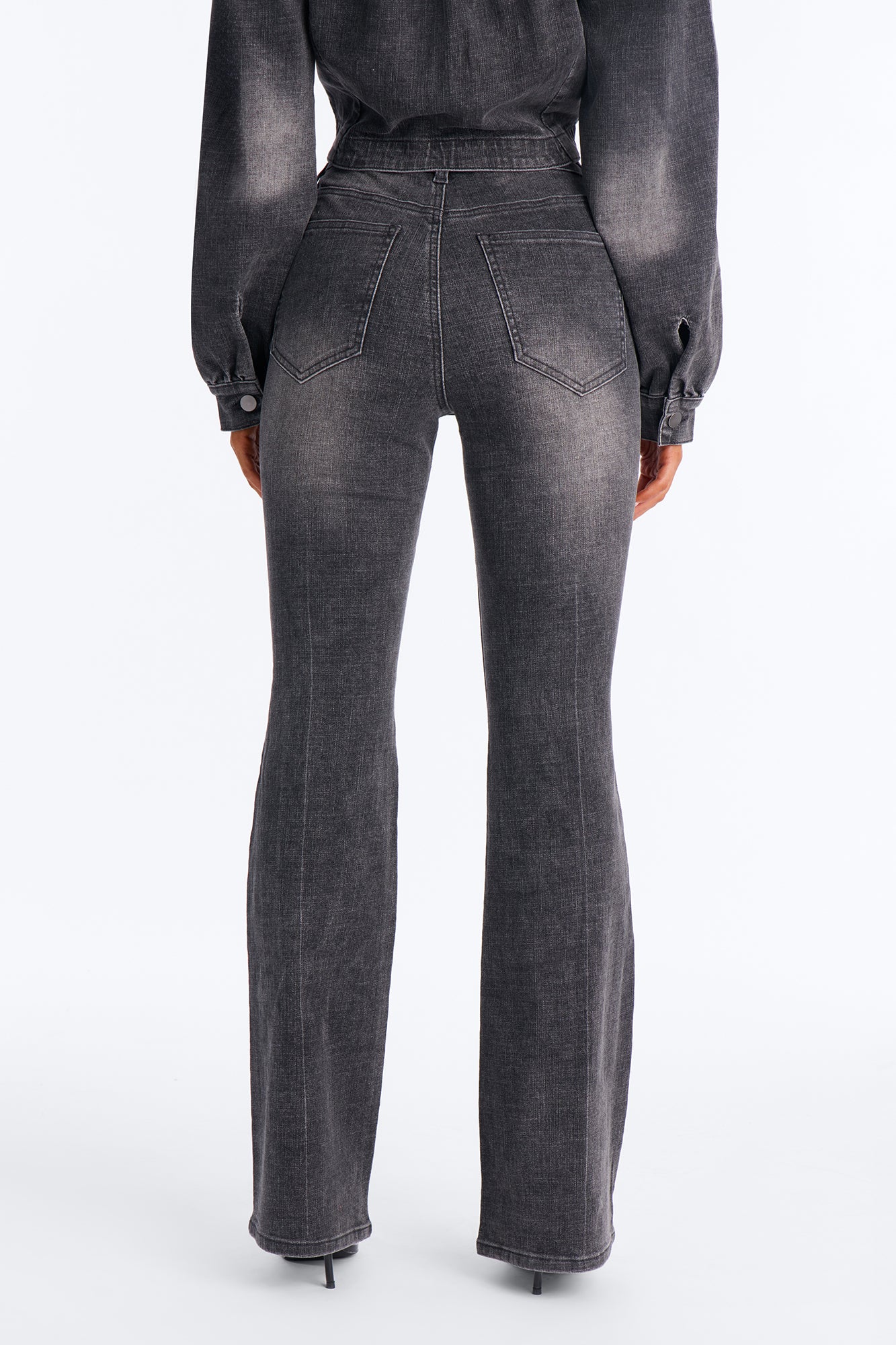 Duchess Stretch Flare Leg Jeans - Grey - Image 3