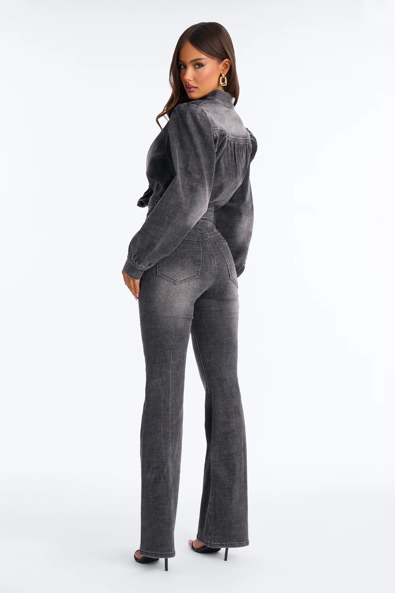 Duchess Stretch Flare Leg Jeans - Grey - Image 4