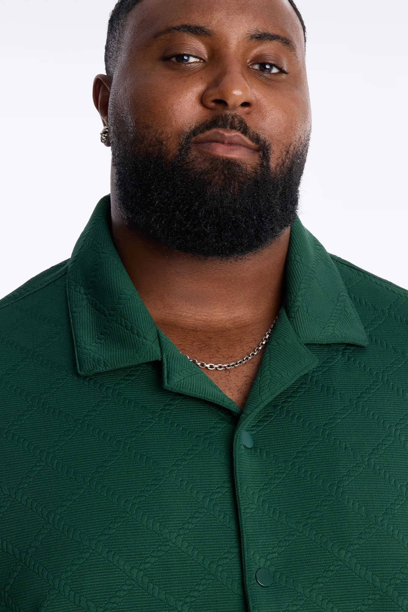 Duke Textured Cuban Button Up Shirt - Hunter Green - Image 7