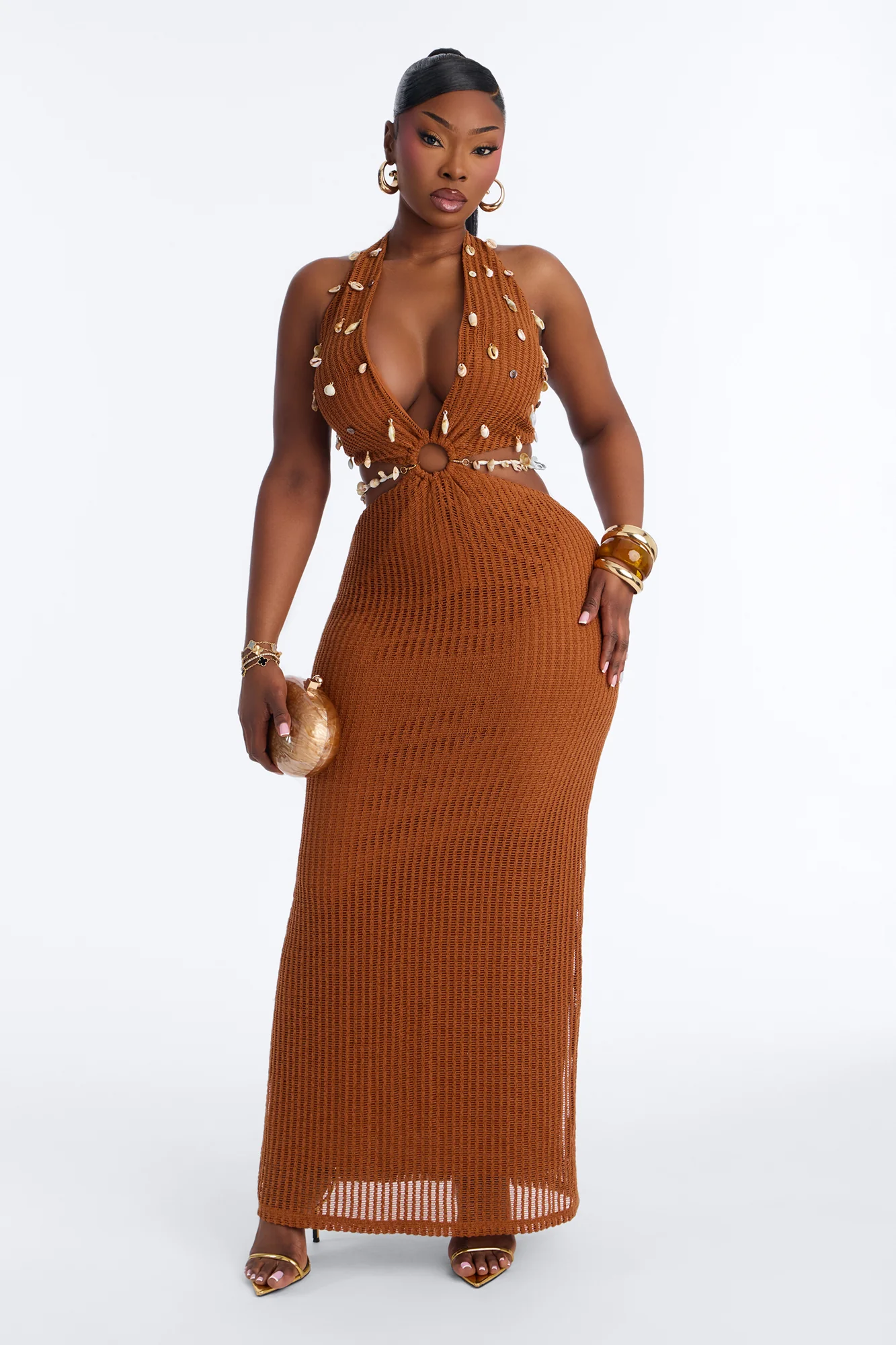 Dusk Till Dawn Crochet Maxi Dress - Rust
