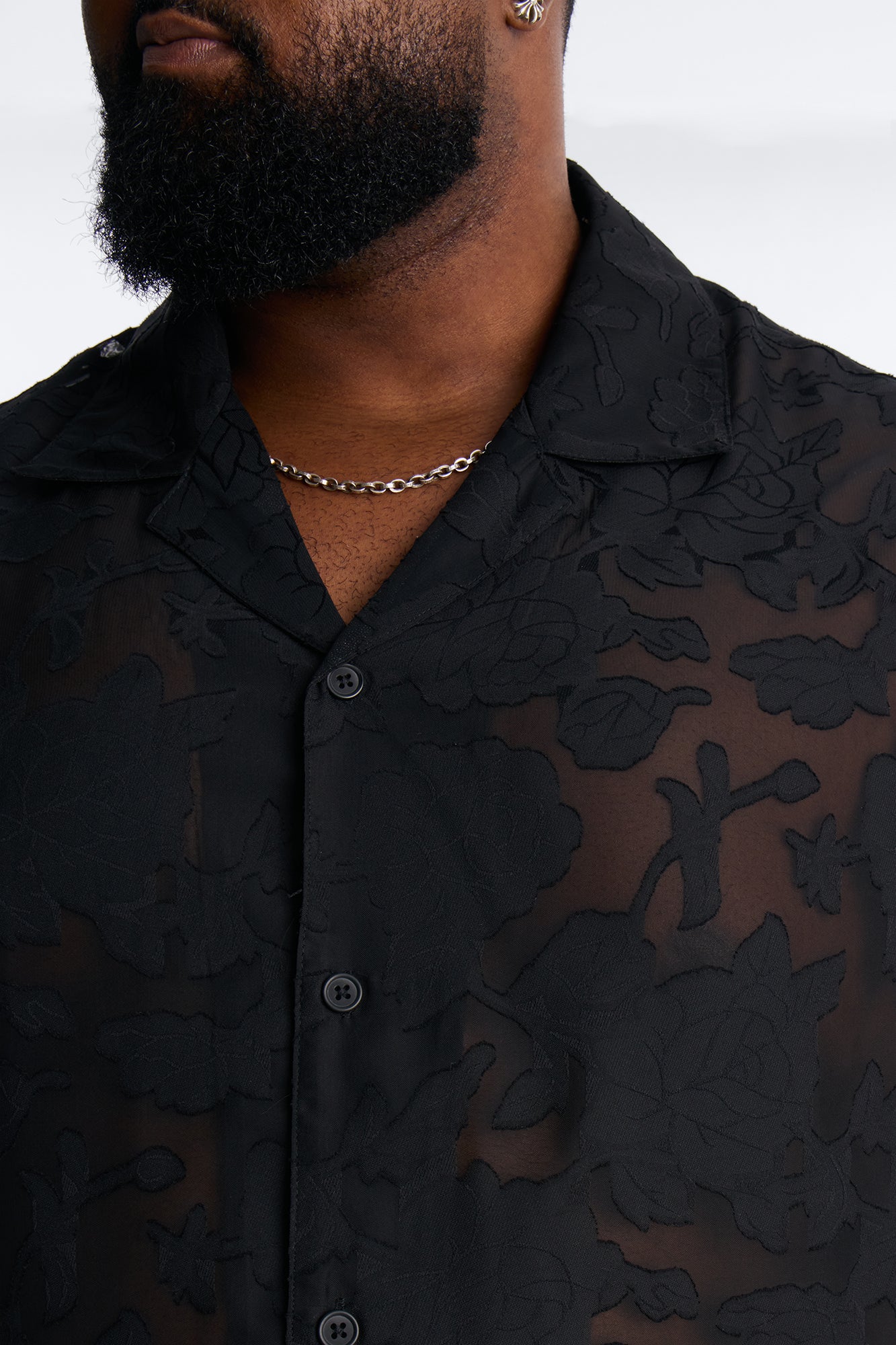 Duskforged Desert Rose Cuban Collar Button Up Shirt - Black - Image 7