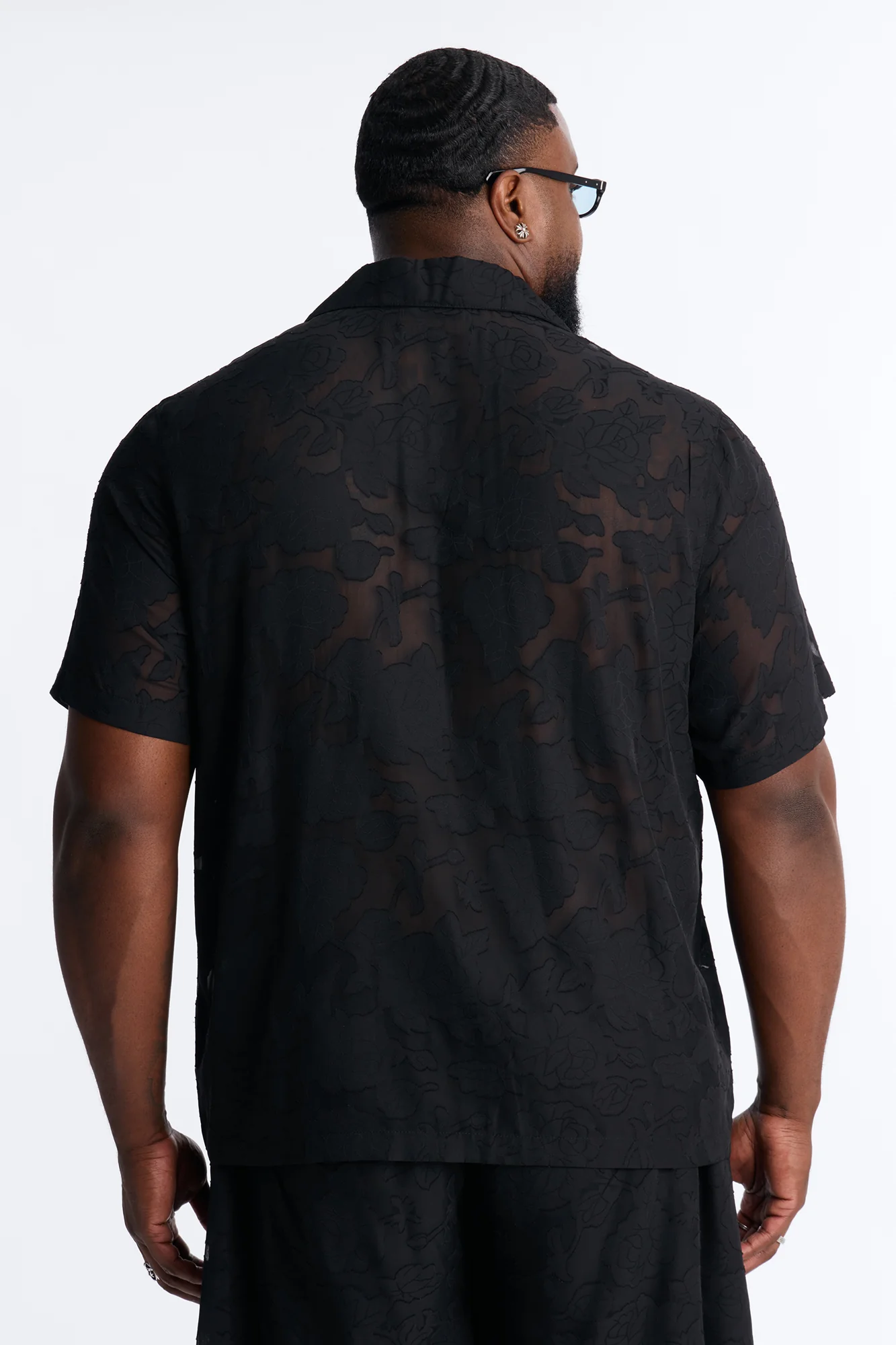 Duskforged Desert Rose Cuban Collar Button Up Shirt - Black - Image 8