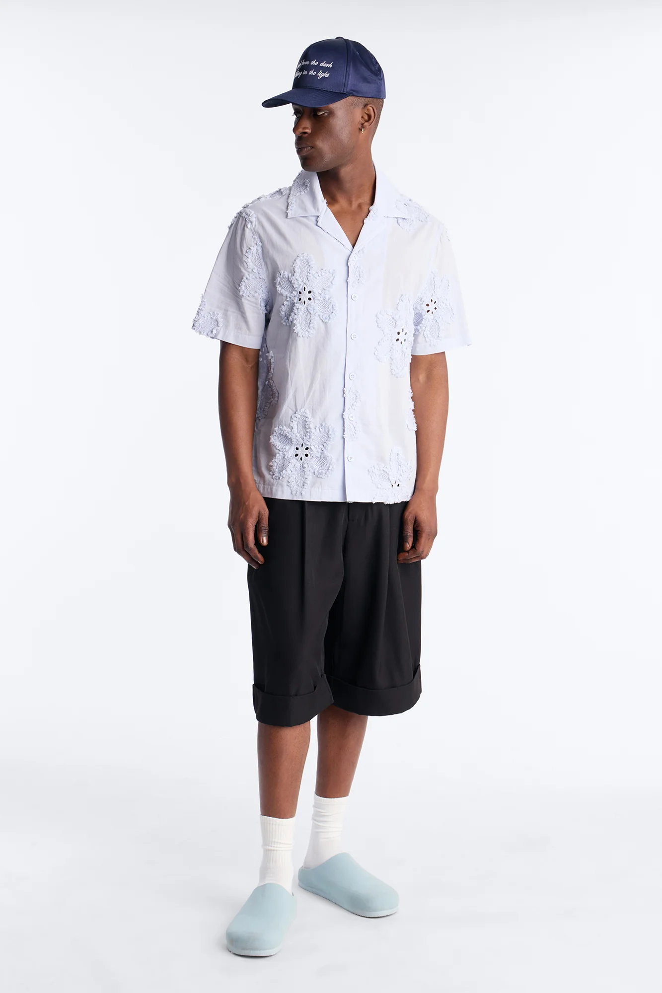 Dusty Bloom Cuban Collar Shirt - Light Blue - Image 2