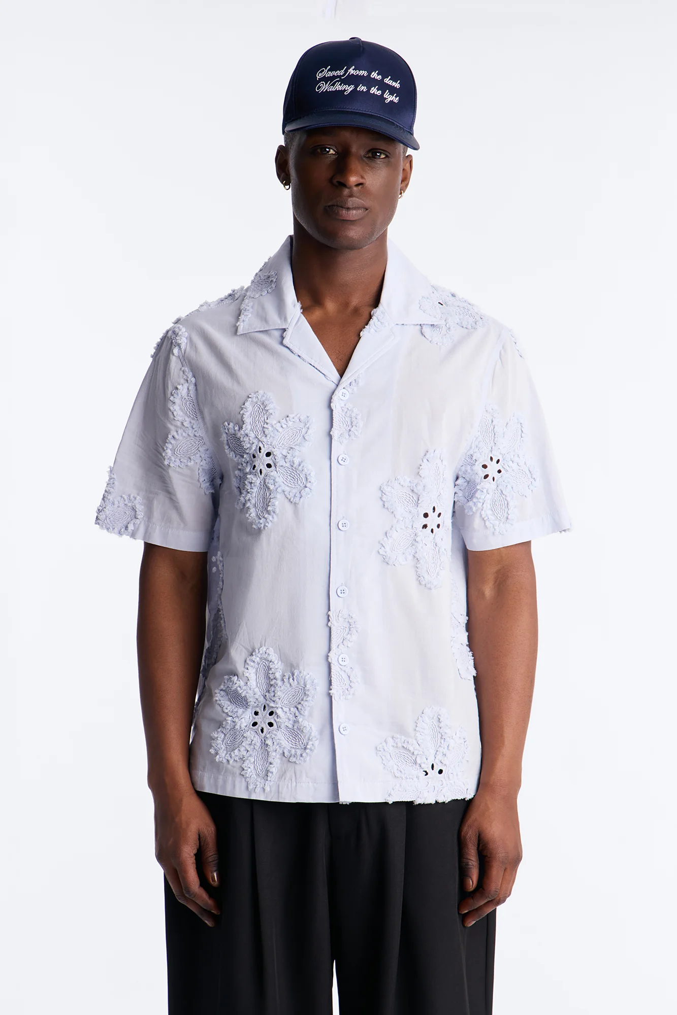 Dusty Bloom Cuban Collar Shirt - Light Blue - Image 3