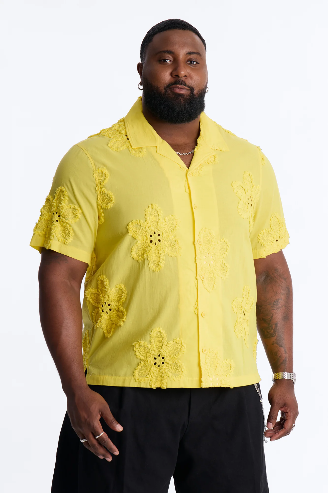 Dusty Bloom Cuban Collar Shirt - Mustard - Image 6