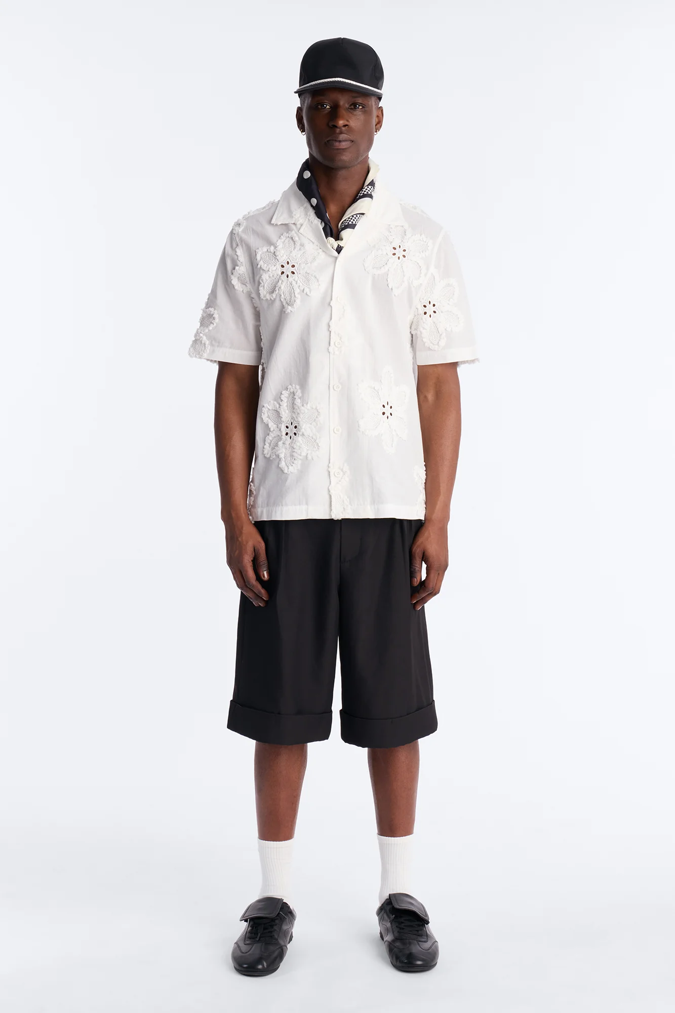 Dusty Bloom Cuban Collar Shirt - White - Image 2