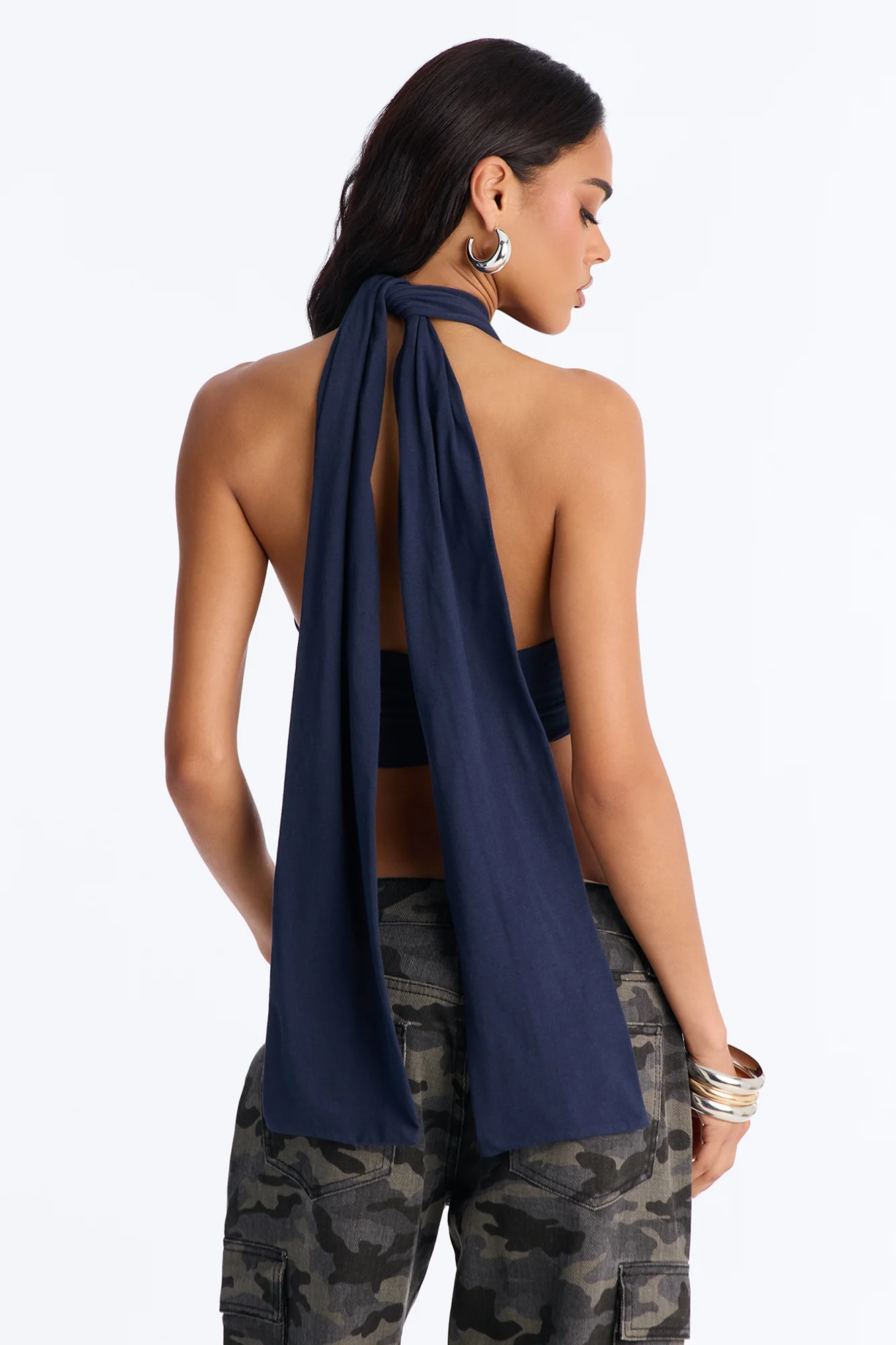 Eagle Eyes Halter Cropped Top - Navy - Image 4