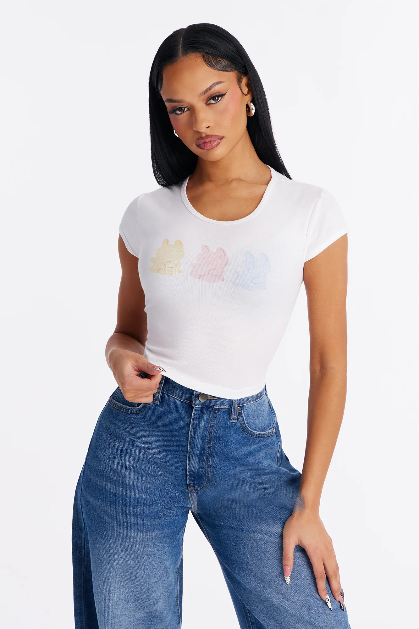 Easter Plush Bunnies Baby Tee - White