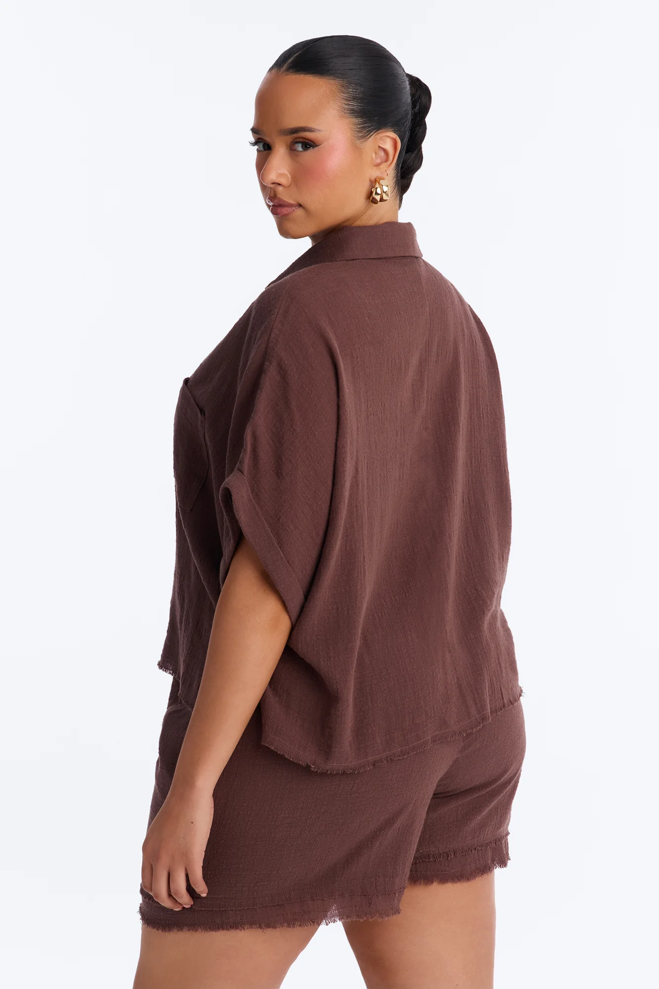 Easy Breezy Linen Short Set - Brown - Image 8