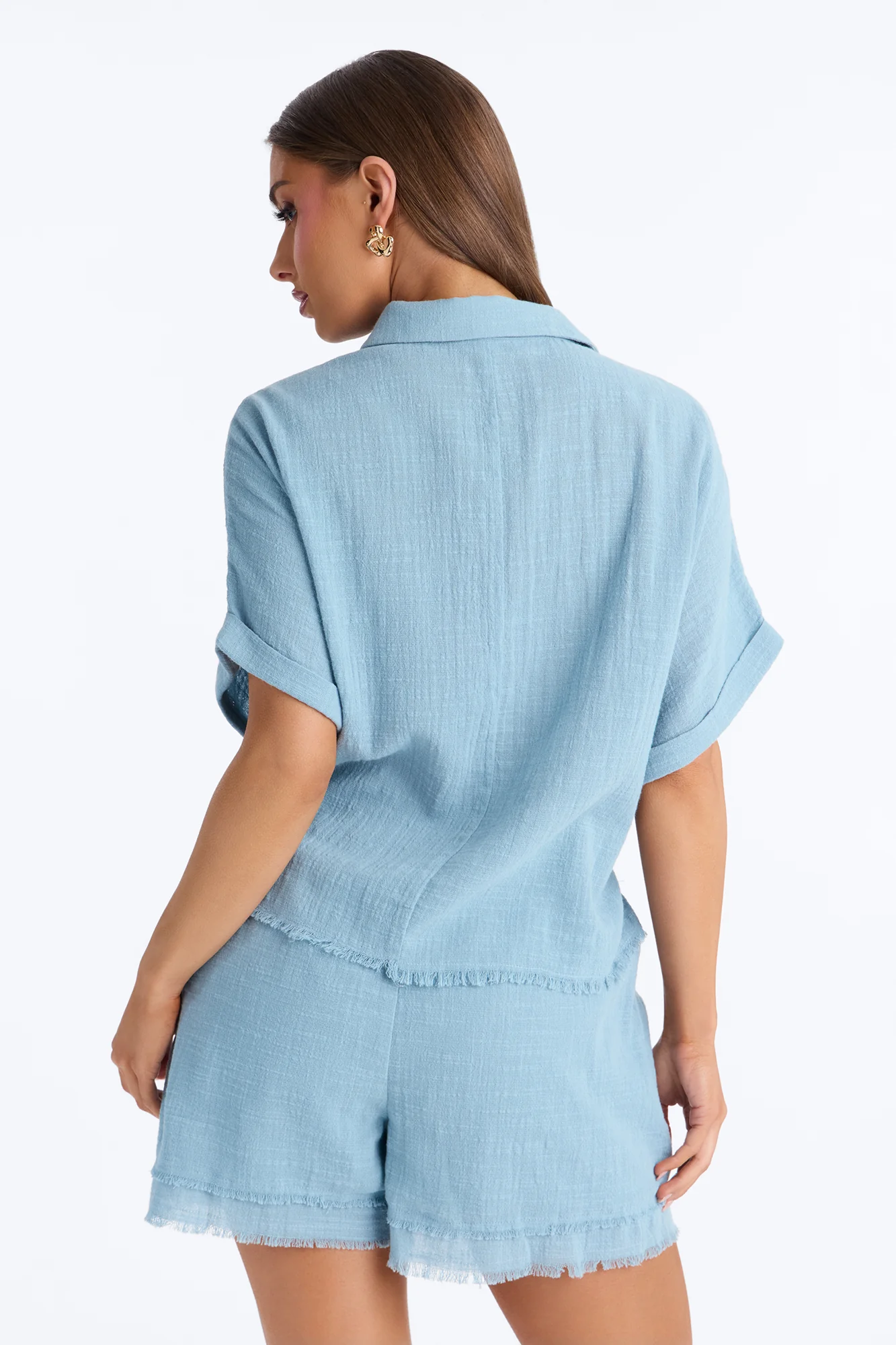 Easy Breezy Linen Short Set - Light Blue - Image 5