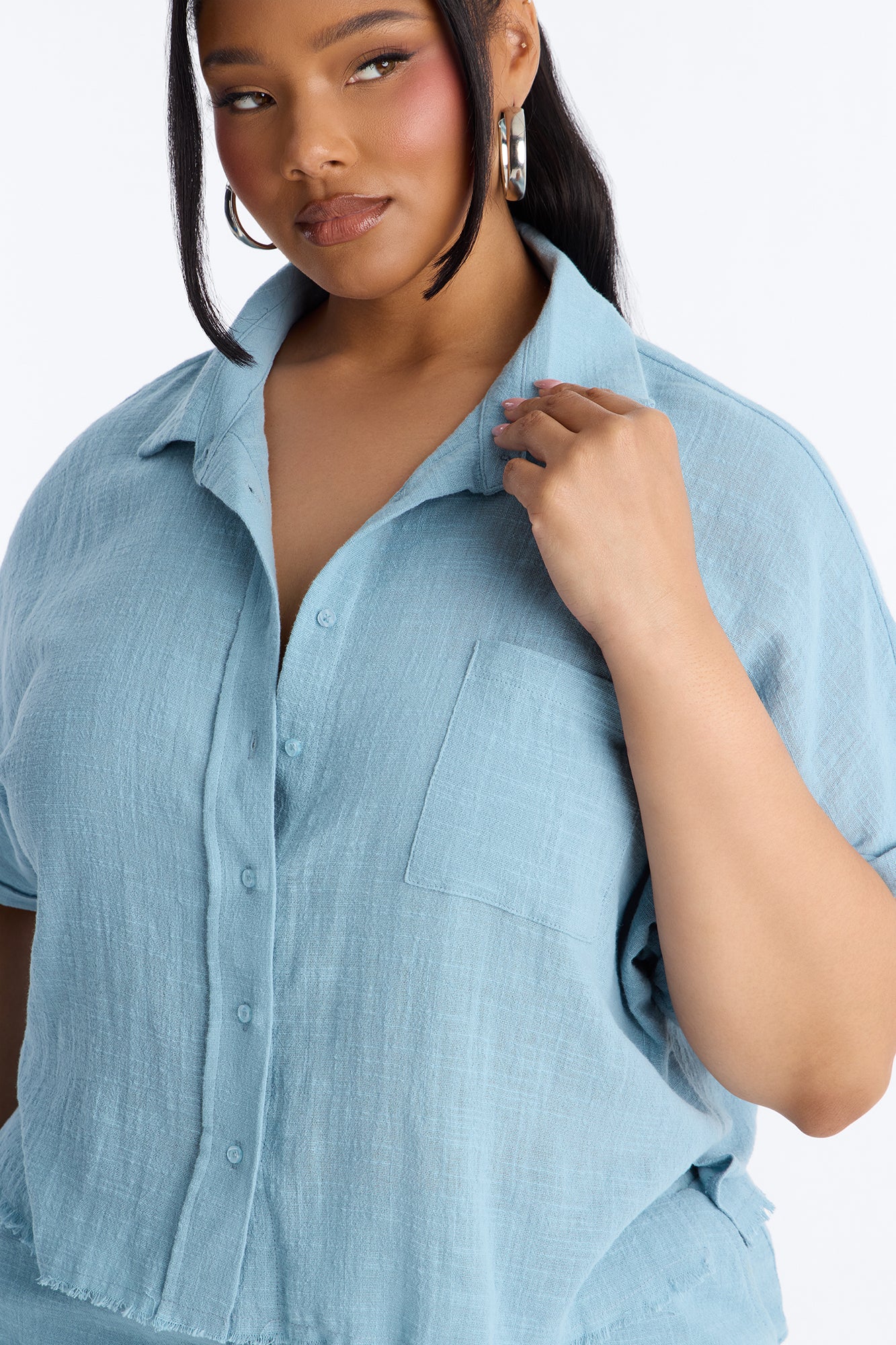 Easy Breezy Linen Short Set - Light Blue - Image 8