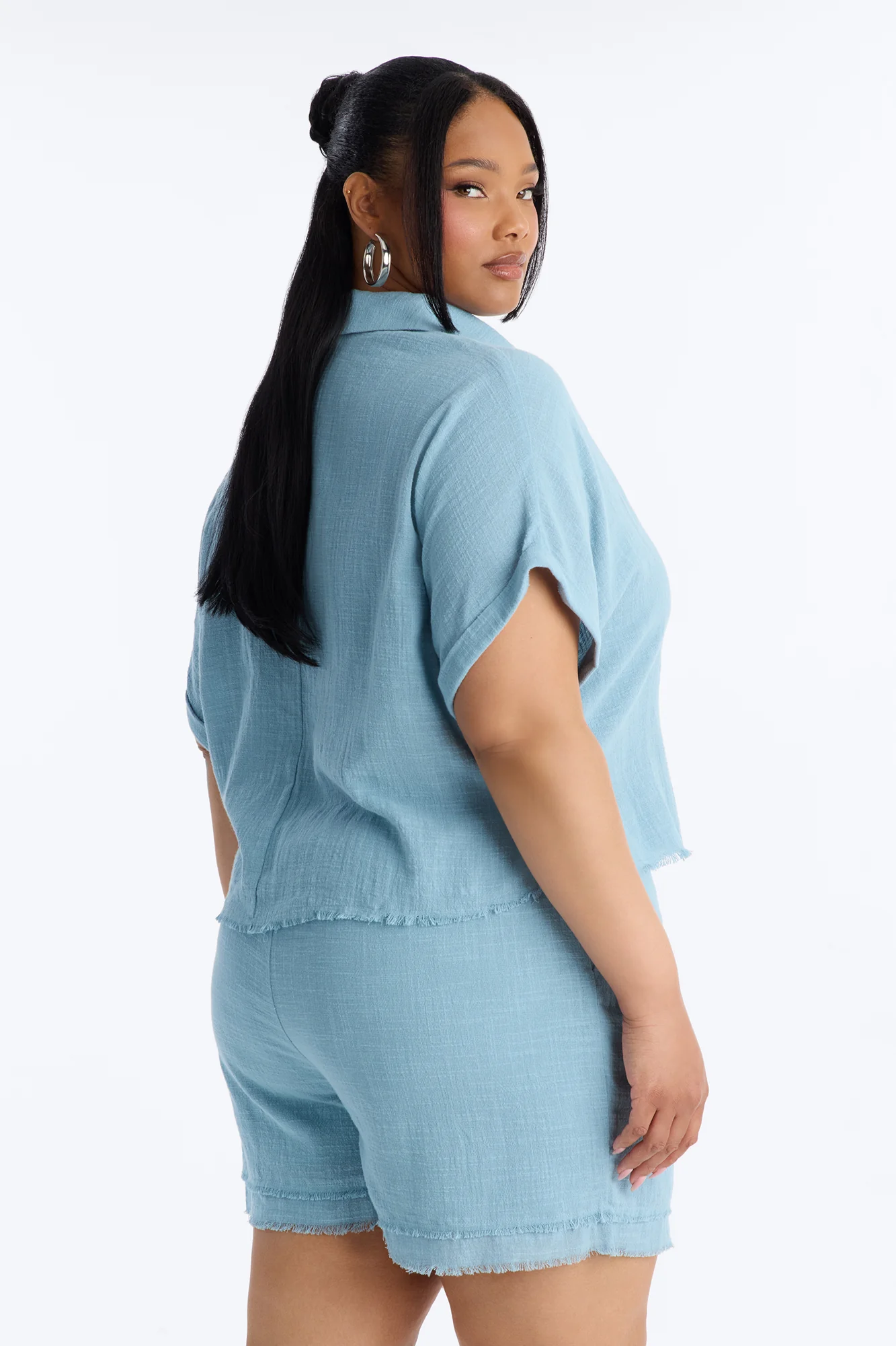 Easy Breezy Linen Short Set - Light Blue - Image 9