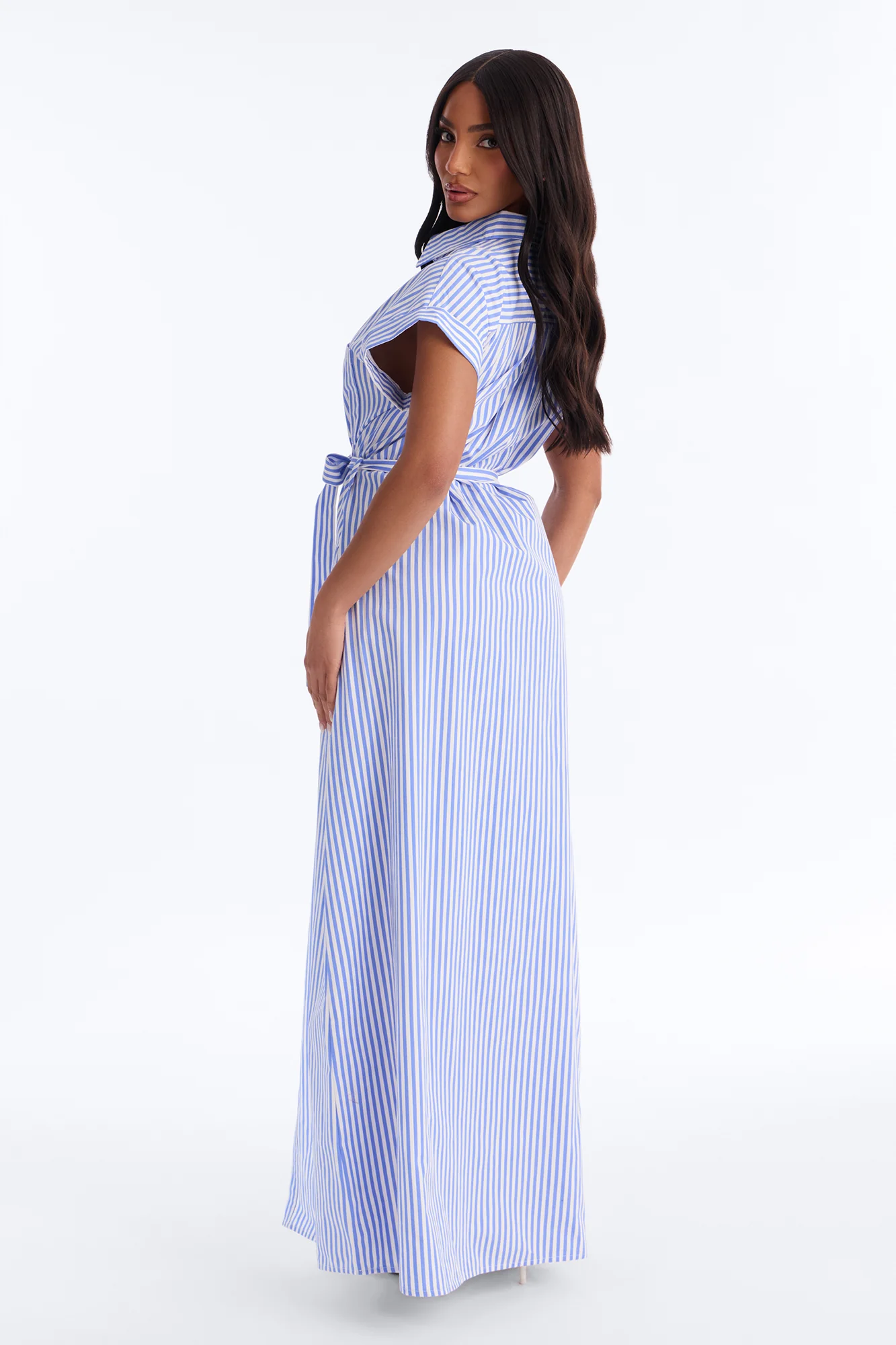Easy Breezy Maxi Shirt Dress - Blue/combo - Image 4
