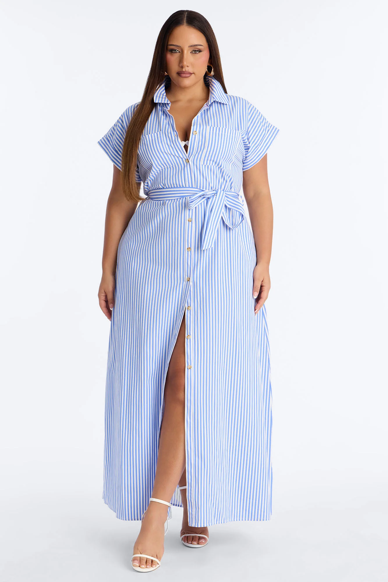Easy Breezy Maxi Shirt Dress - Blue/combo - Image 5