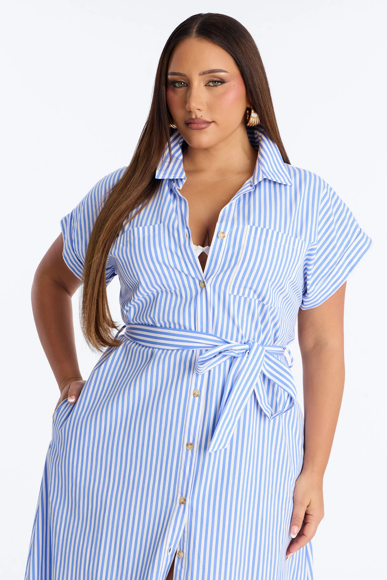 Easy Breezy Maxi Shirt Dress - Blue/combo - Image 6