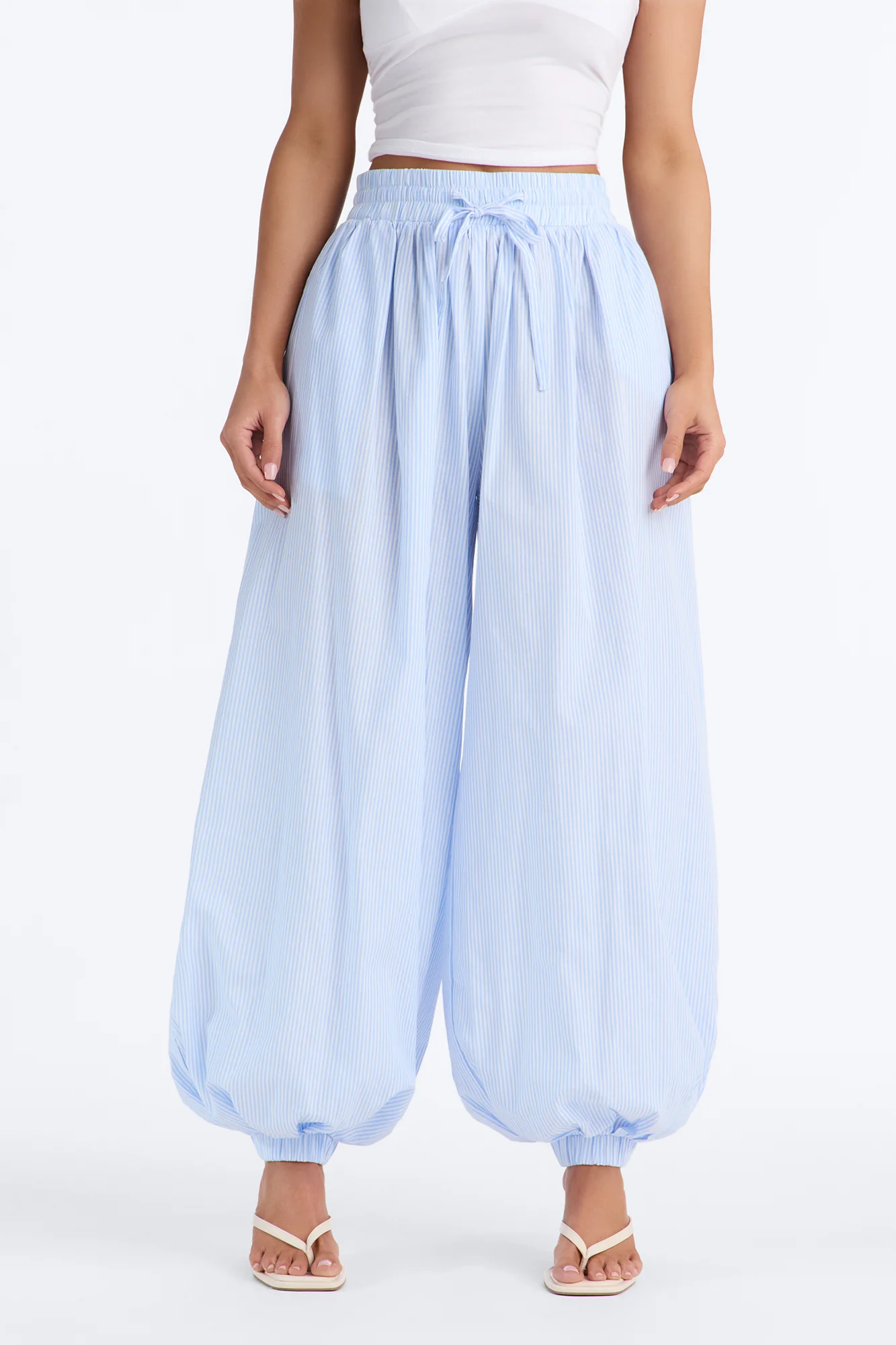 Easy Breezy Pinstripe Balloon Jogger - Blue - Image 2