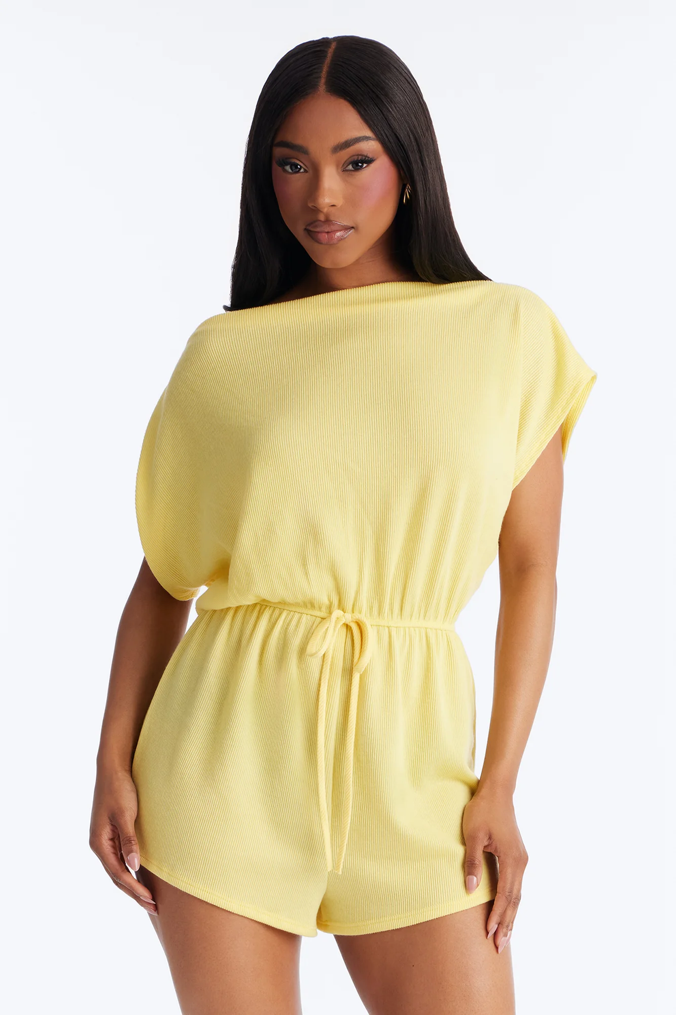Easy Does It Ribbed Romper - Yellow
