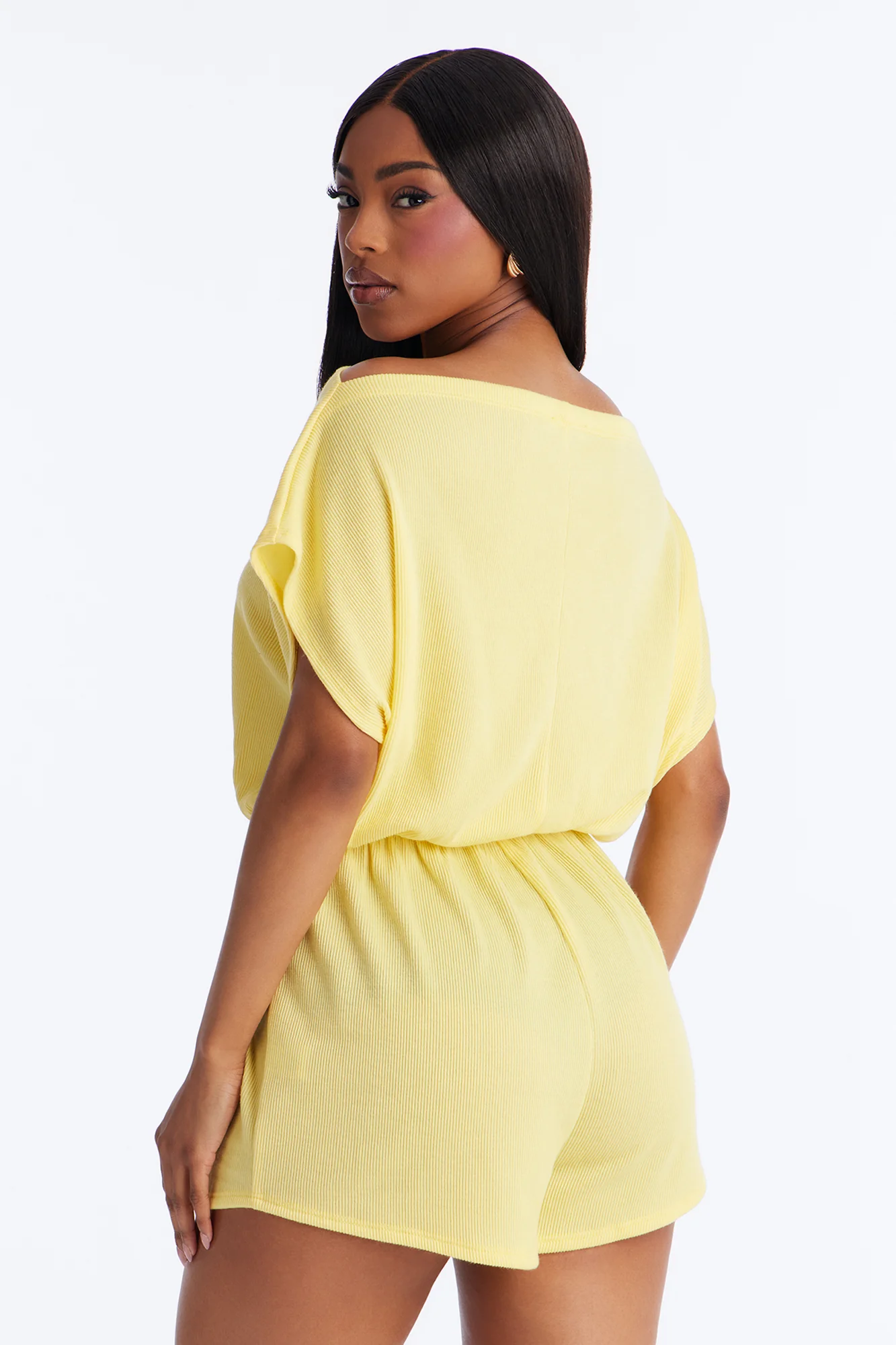 Easy Does It Ribbed Romper - Yellow - Image 4