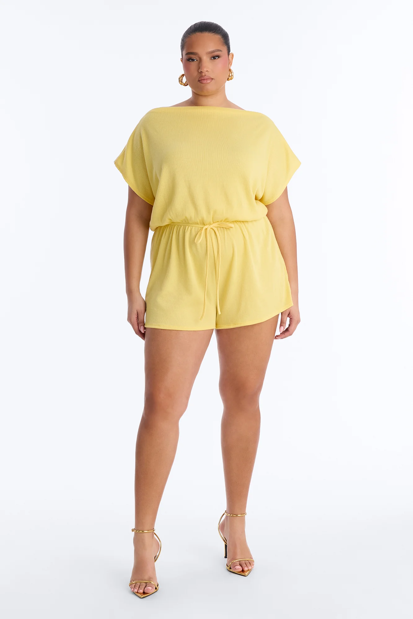 Easy Does It Ribbed Romper - Yellow - Image 5