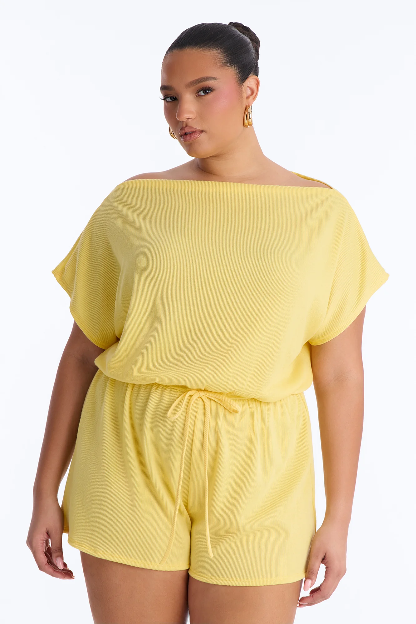 Easy Does It Ribbed Romper - Yellow - Image 6