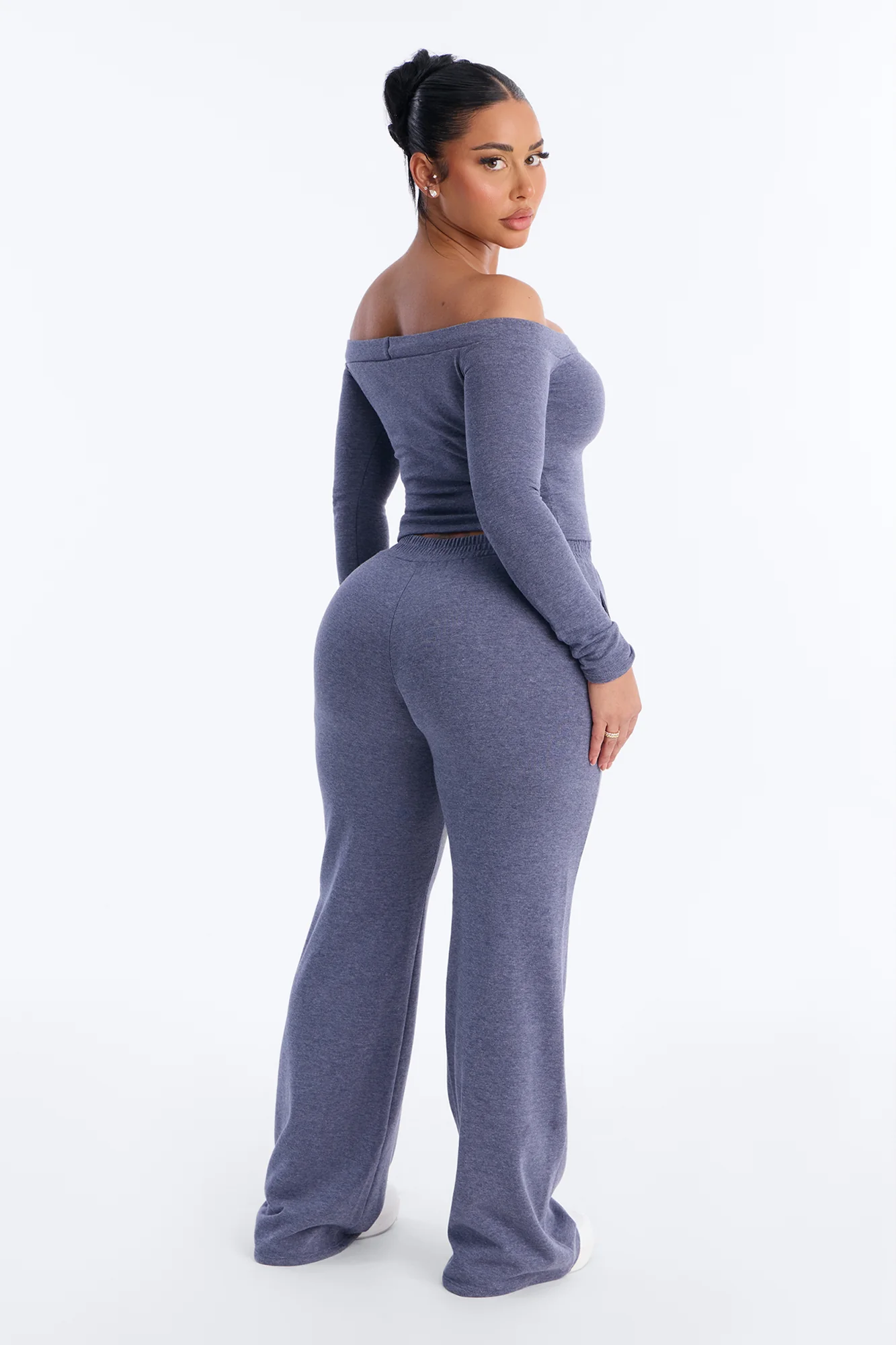 Easy Going Off Shoulder Pant Set - Navy - Image 4
