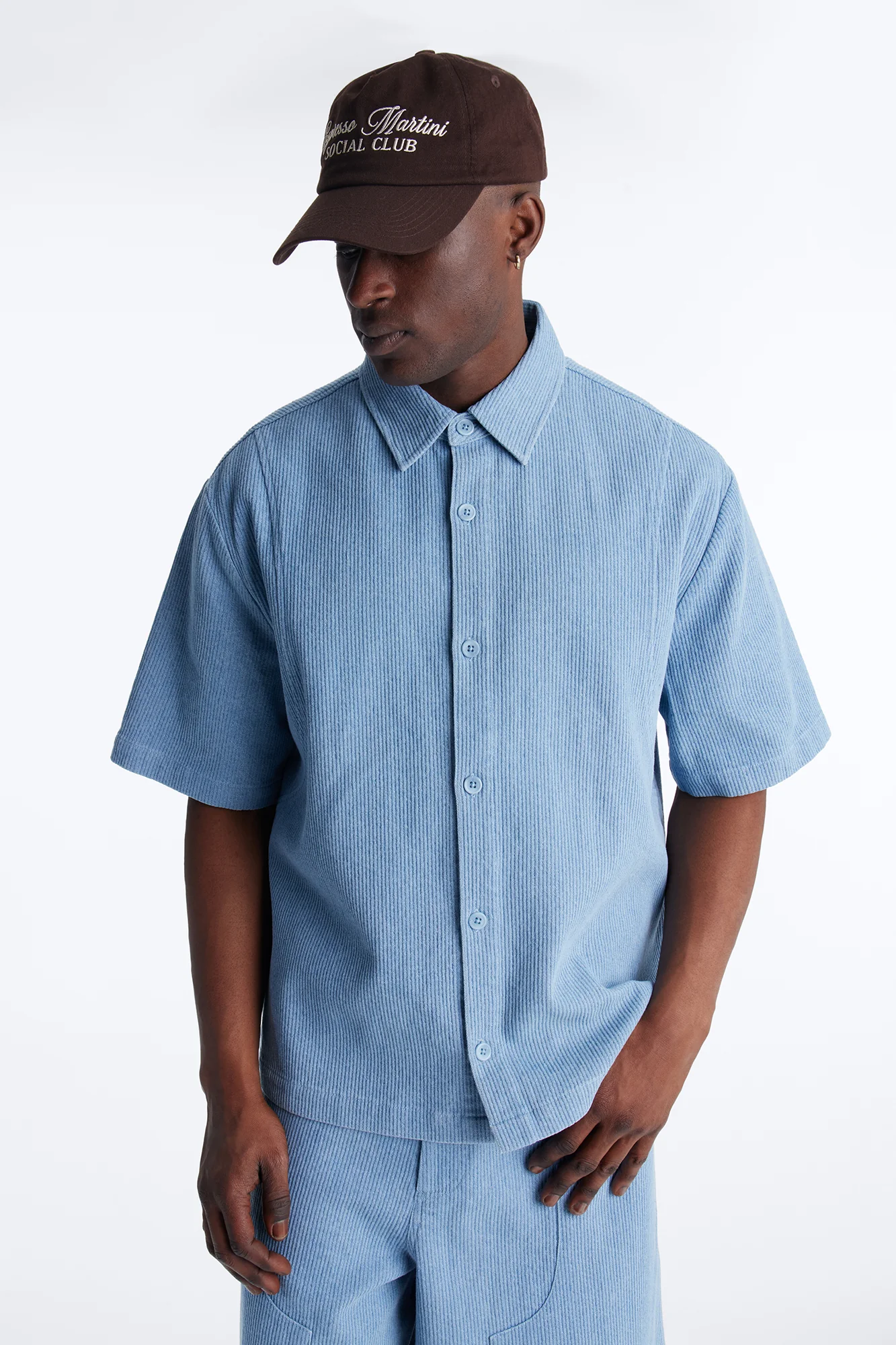 Echo Pulse Textured Button Up Shirt - Blue
